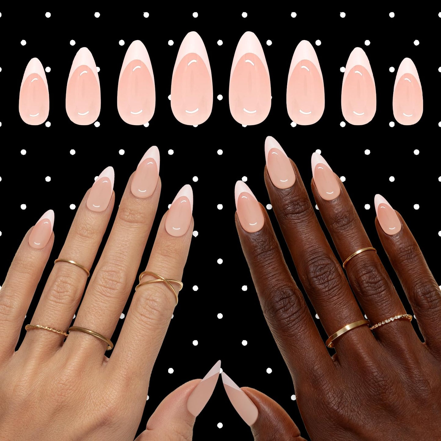 Press on Nails – 4 Packs Short Almond & Square French Tip Soft Gel Nails (96 Pcs),Easy to Apply & Reusable–Perfect for Daily Wear, Parties & Gifts,White&Pink