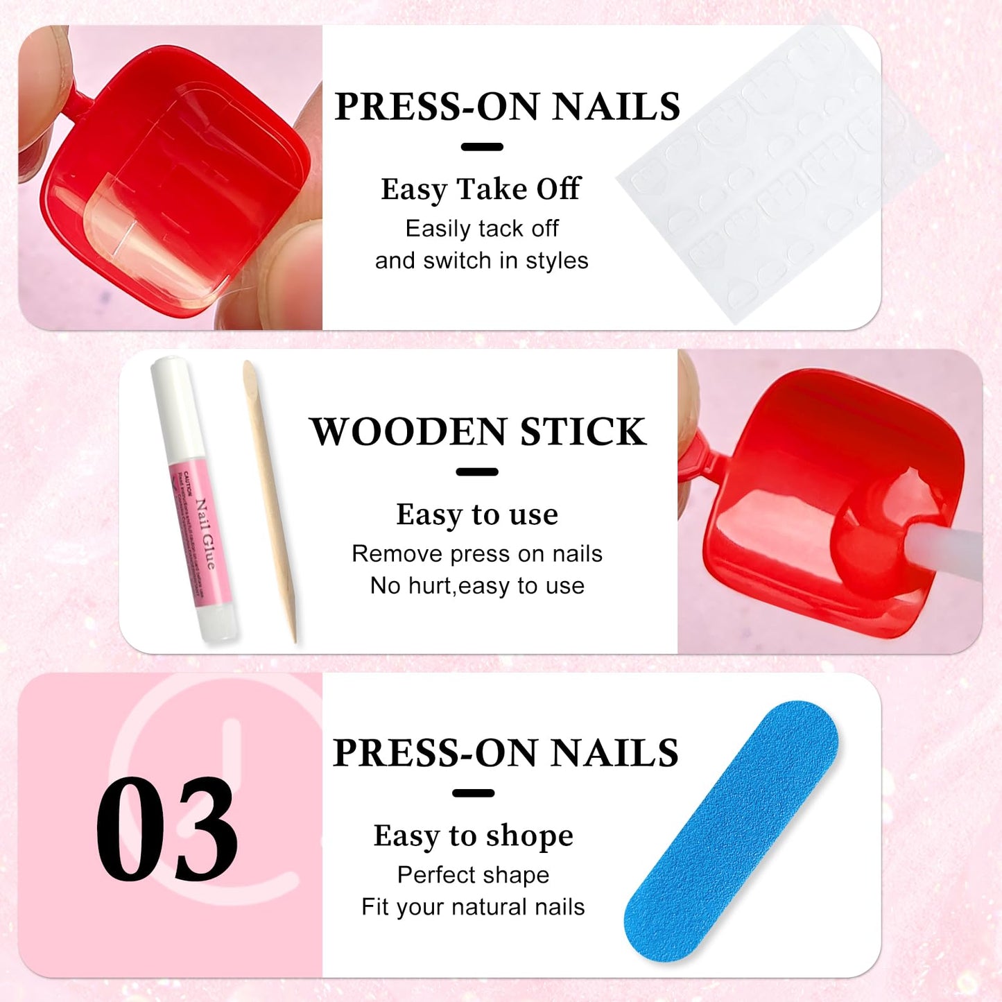 EternalClassic 144pc Press on Toenails for Women Toe Nail Press ons Short Square with Glue&Jelly Glue, Pink Fake Toe Nails Glue on Toe Nails, Full Cover Acrylic Artificial Toe Press on Nails