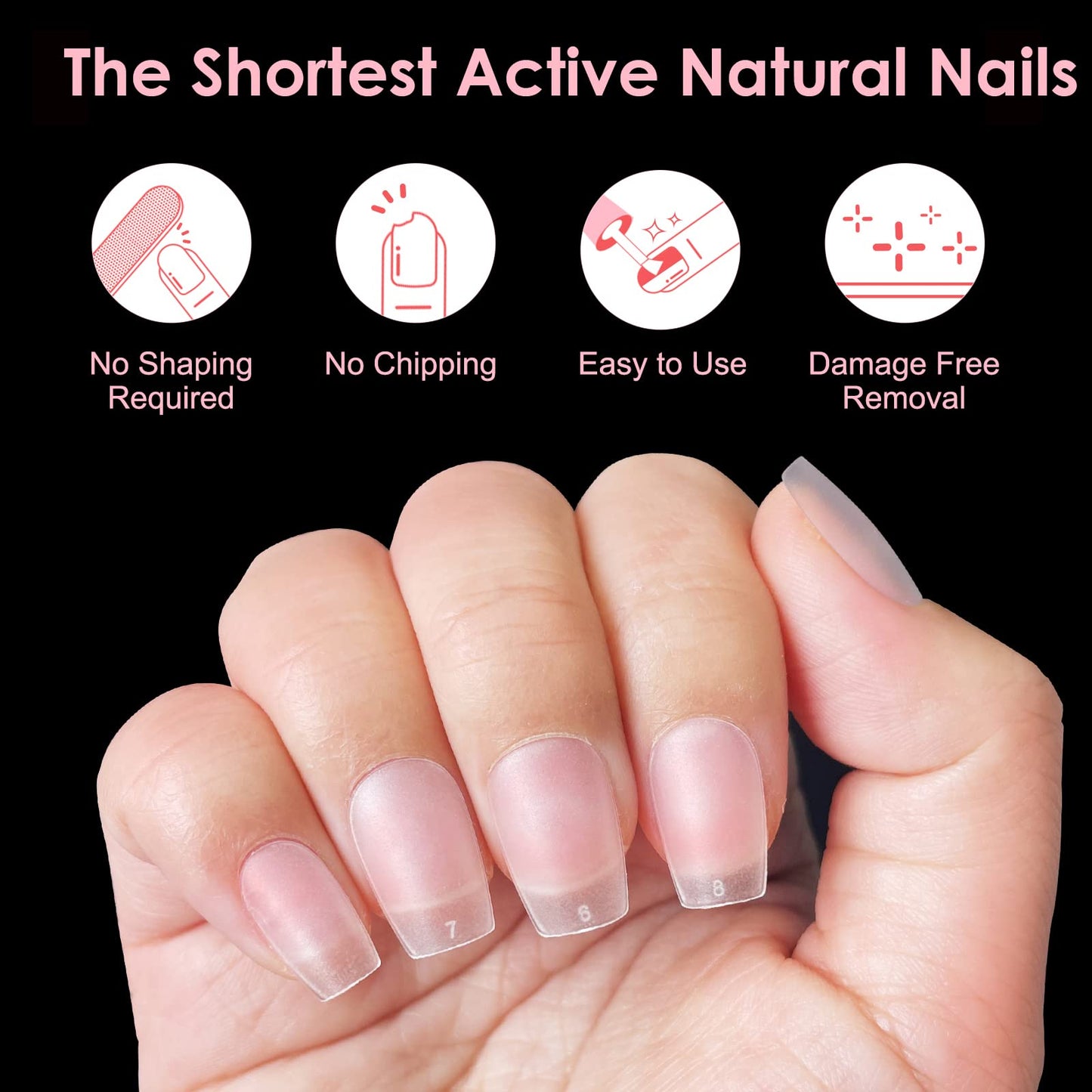 SINOKAME Extra Extra Short Coffin Nail Tips, No File Matte XXS Coffin Soft Gel Fake Nails Full Cover, Petite Nails for Small Regular Nail Beds,Clear Fake Acrylic Nails for Extension,15 Sizes 360Pcs