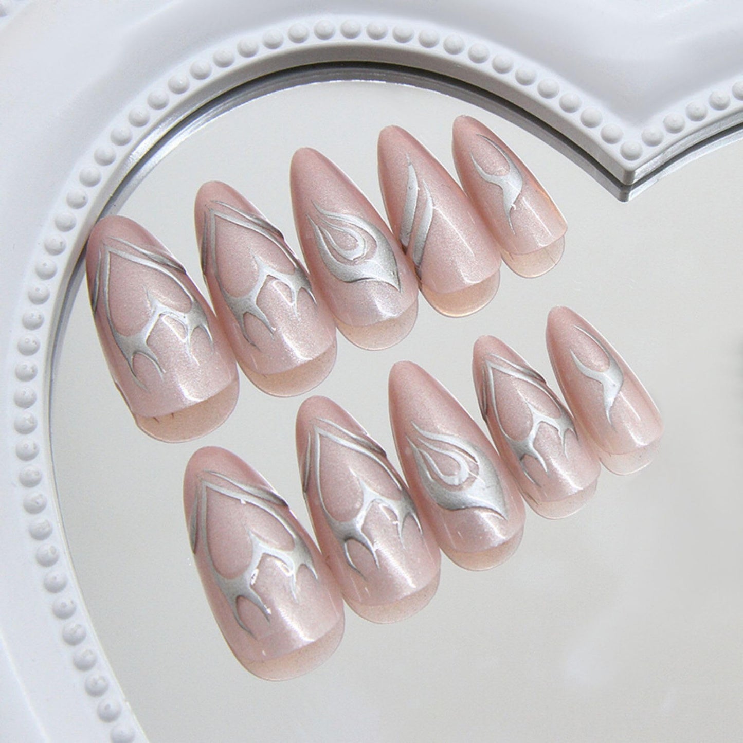 QQPPOLIU Colorful Press on Nails Long Fake Nails Stiletto False Nails with Design Glue on Nails for Women and Girls 24Pcs
