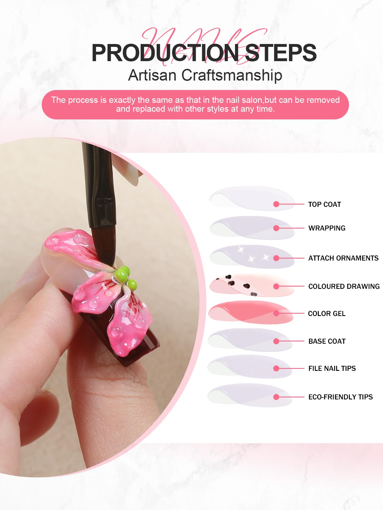 HOMSERA Blue Handmade Long Square Press on Nails XL French Tip Fake Nails with 3D with Cross and Circle Decoration, Reusable Full Cover Acrylic Fake Nails for Women