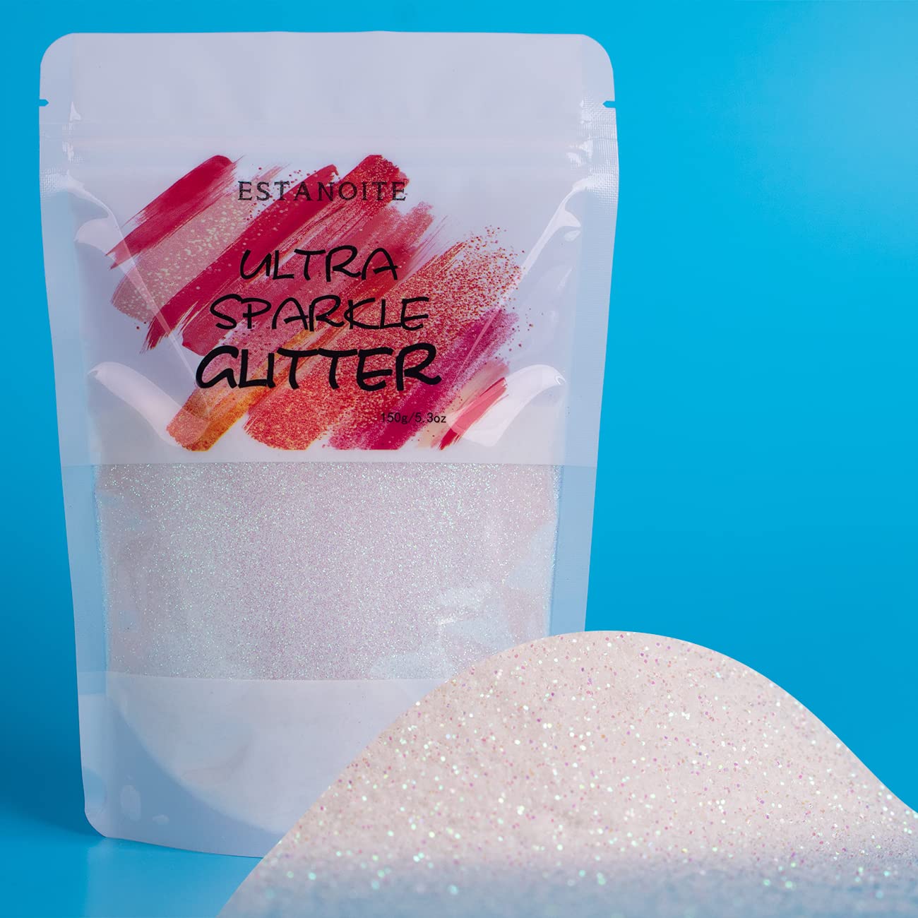 Rainbow Glitter 150g, Iridescent White Glitter Powder for Craft, Nail Art, Festival Decoration and Cosmetic Use