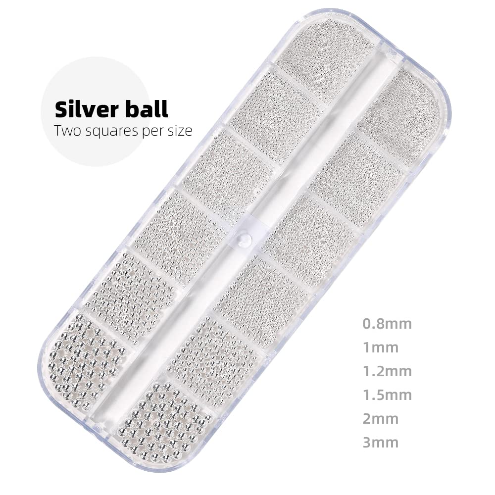 Nail Caviar Beads Gold Silver Rose Gold Nail Art Metal Mini Beads Multi Size 0.8-3MM Nail Design Round Steel Ball Beads for Nails DIY Decoration Accessories