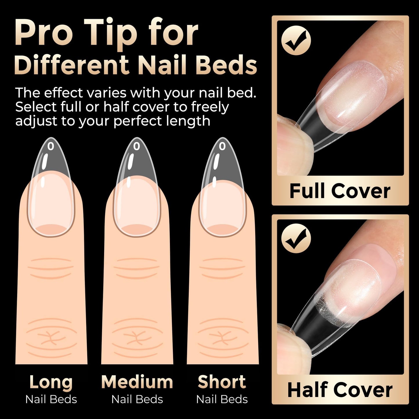 Medium Stiletto Nail Tips: 504pcs Full Cover Soft Gel Nail Tips, 12 Sizes Pre-Etched Half Matte Clear Stiletto Press on Nails No C Curve For Nail Extensions Home Salon