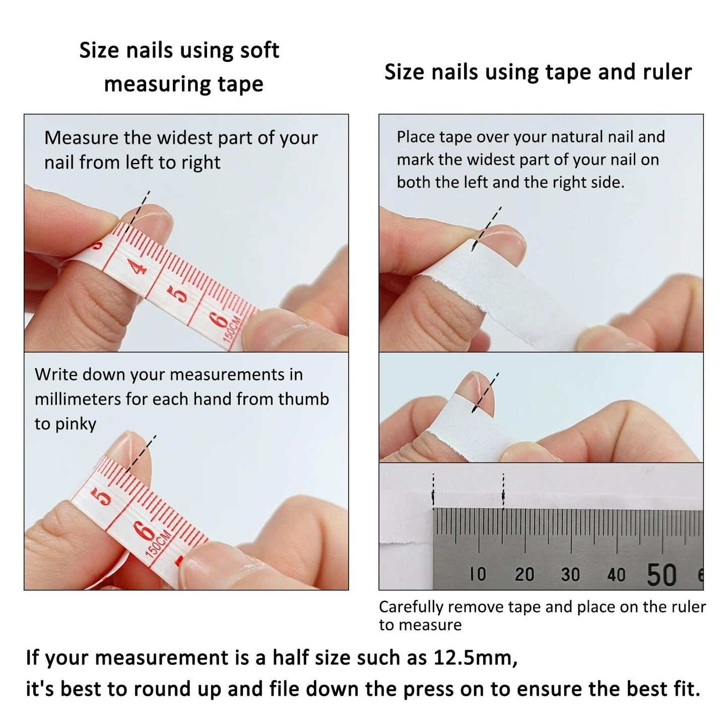 Handmade French Tip Press on Nail Almond Fake ons with Designs Chrome False Nails Long Glossy Full Cover Glue on Nails Stick Women Nails Manicure Decoration 10Pcs (MT-178-M)