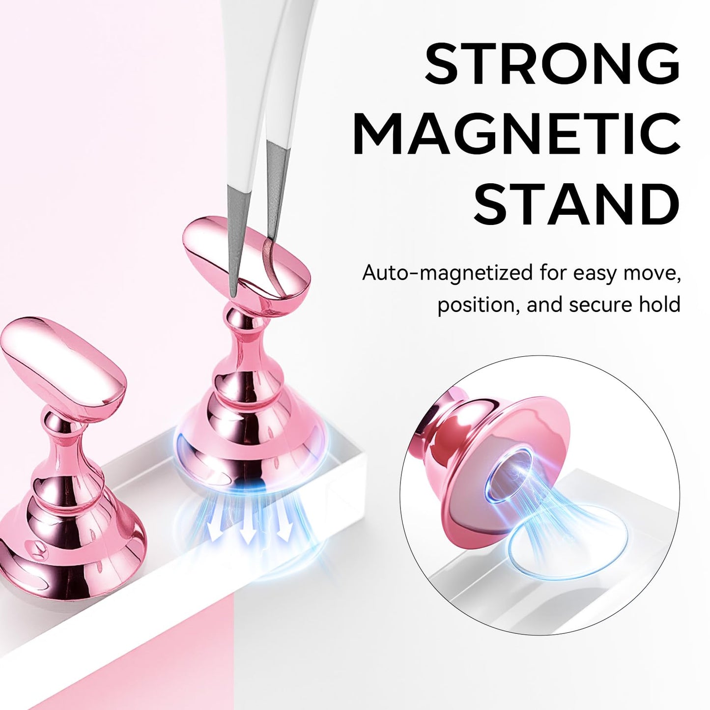 Makartt Nail Stand for Nails Art Display Practice Nail Holder for Painting Nails Stand for False Nail Press On Designs Magnetic Fake Nail Holder with 1M Double-sided Tape For Home DIY Salon Supplies