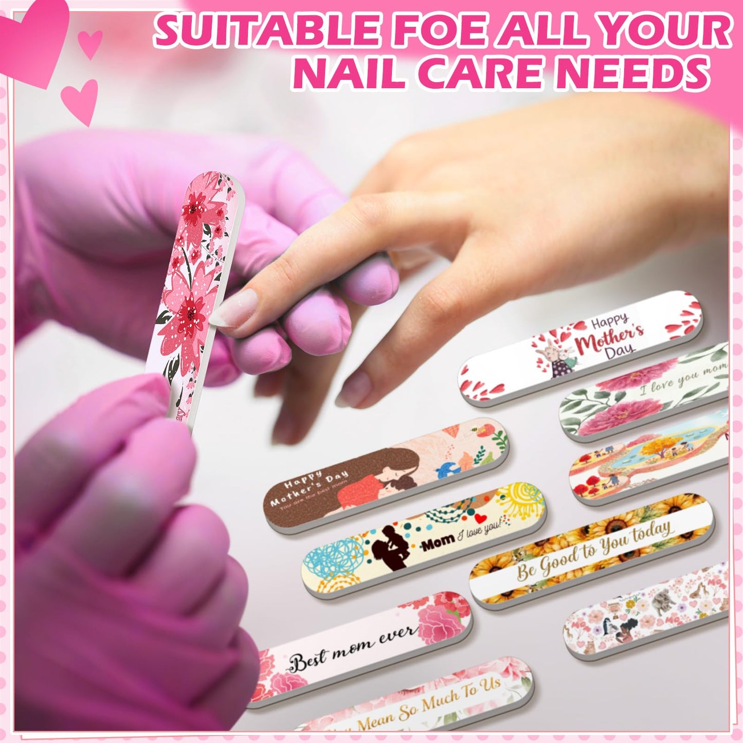 Lanties 50 Pcs Mother's Day Gifts for Women Bulk Best Mom Ever Gift Double Sided Emery Board Nail Files Manicure Tools for Mother's Day Party Supplies