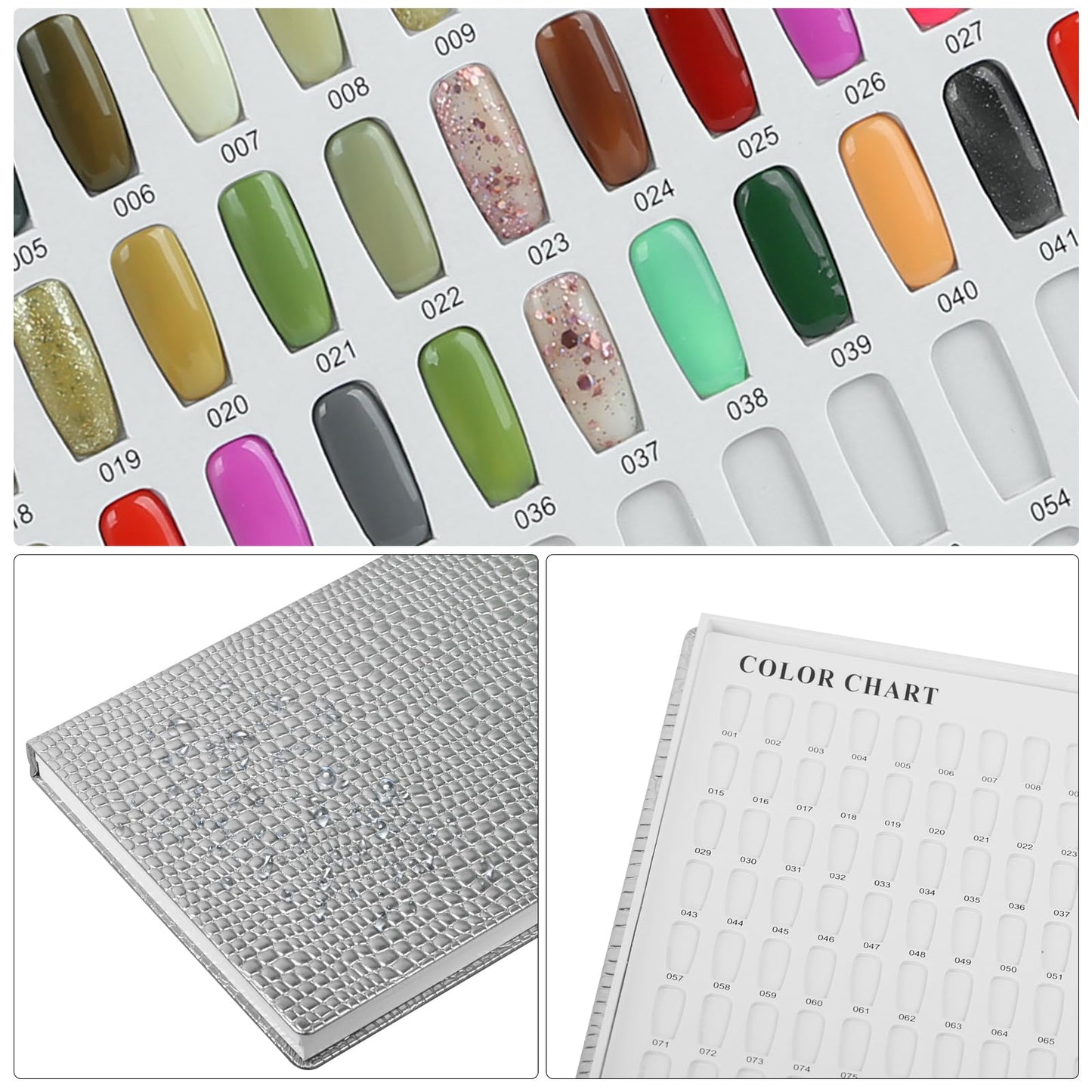 vnjaoi 308 Nail Polish Swatches Book Leather Nail Color Display Book,UV Gel Polish Book Nail Painting Practice Design Board, Fake Tips Nails Sample Display Nail Art for Nail Salons
