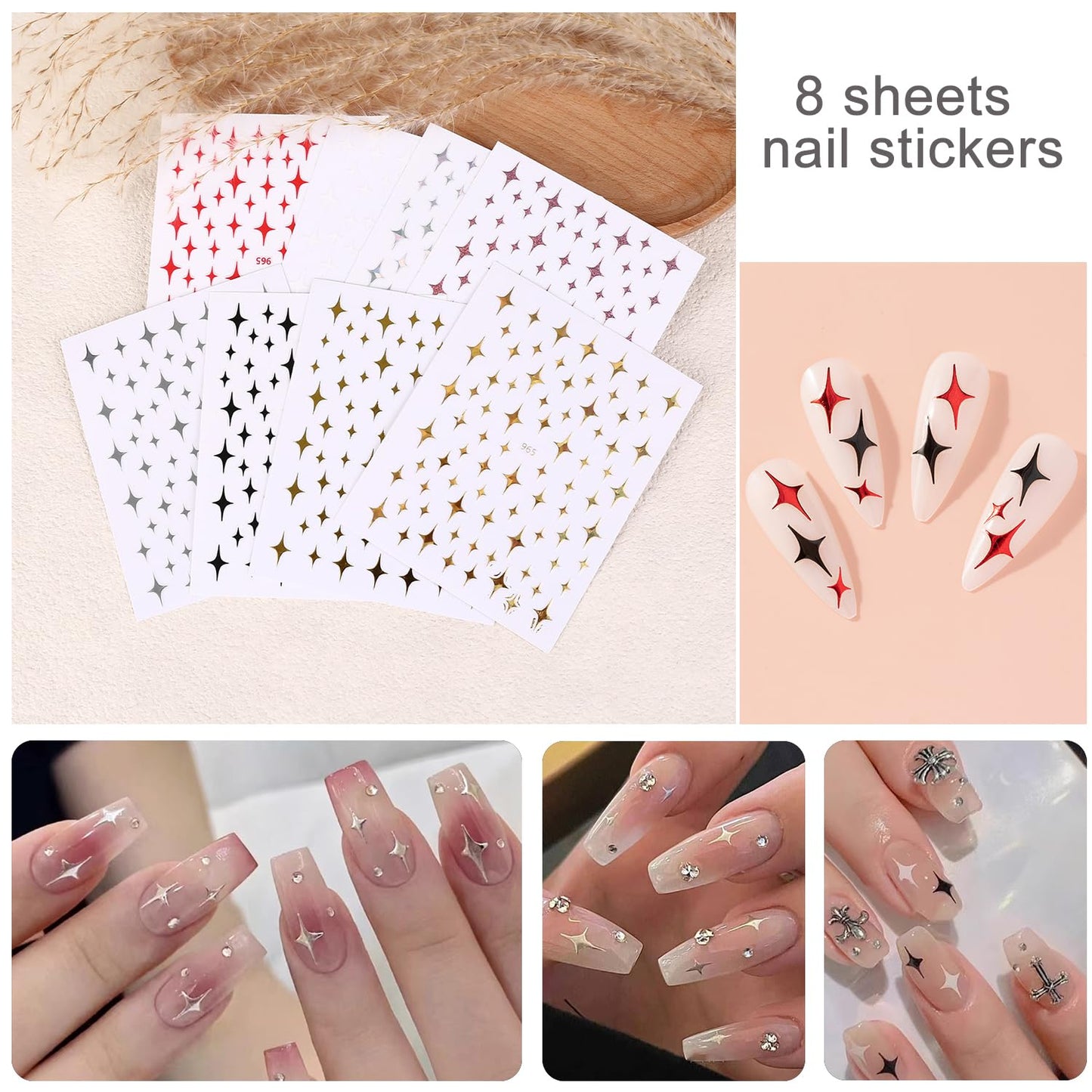 GZMAYUEN Nail Art Kit, Holographic Nail Sequins Shapes, Nail Gliiter Powder, Nail Stickers, Nail Art Brushes Set, DIY Design Manicure Decorations Sets for Nail Art