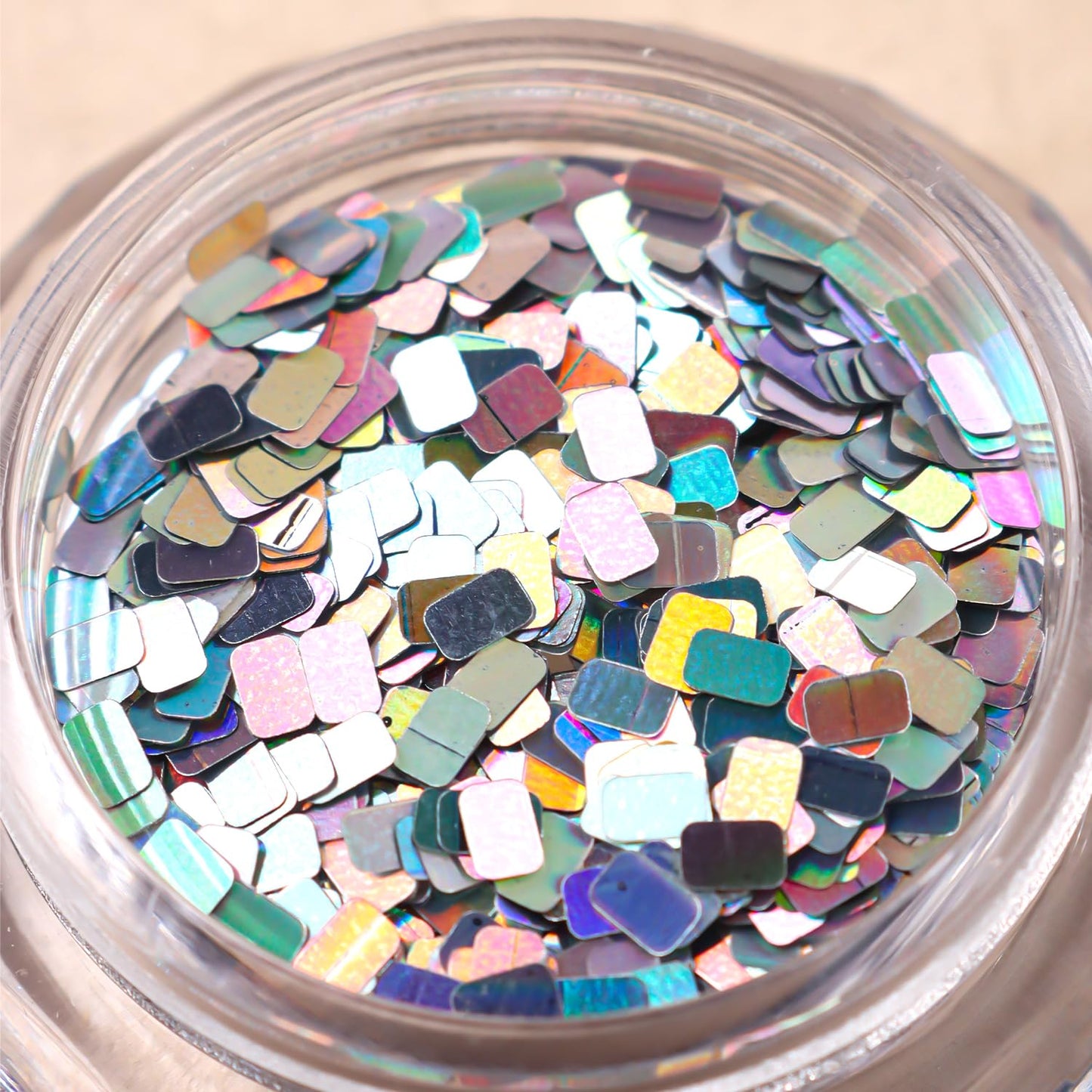 Laser Square Nail Glitter Flakes, Holographic Silver 3D Nail Sequins Rectangle Shape Sparkly Paillettes Acrylic Nail Charms Supplies for Women Girls Manicure Decorations