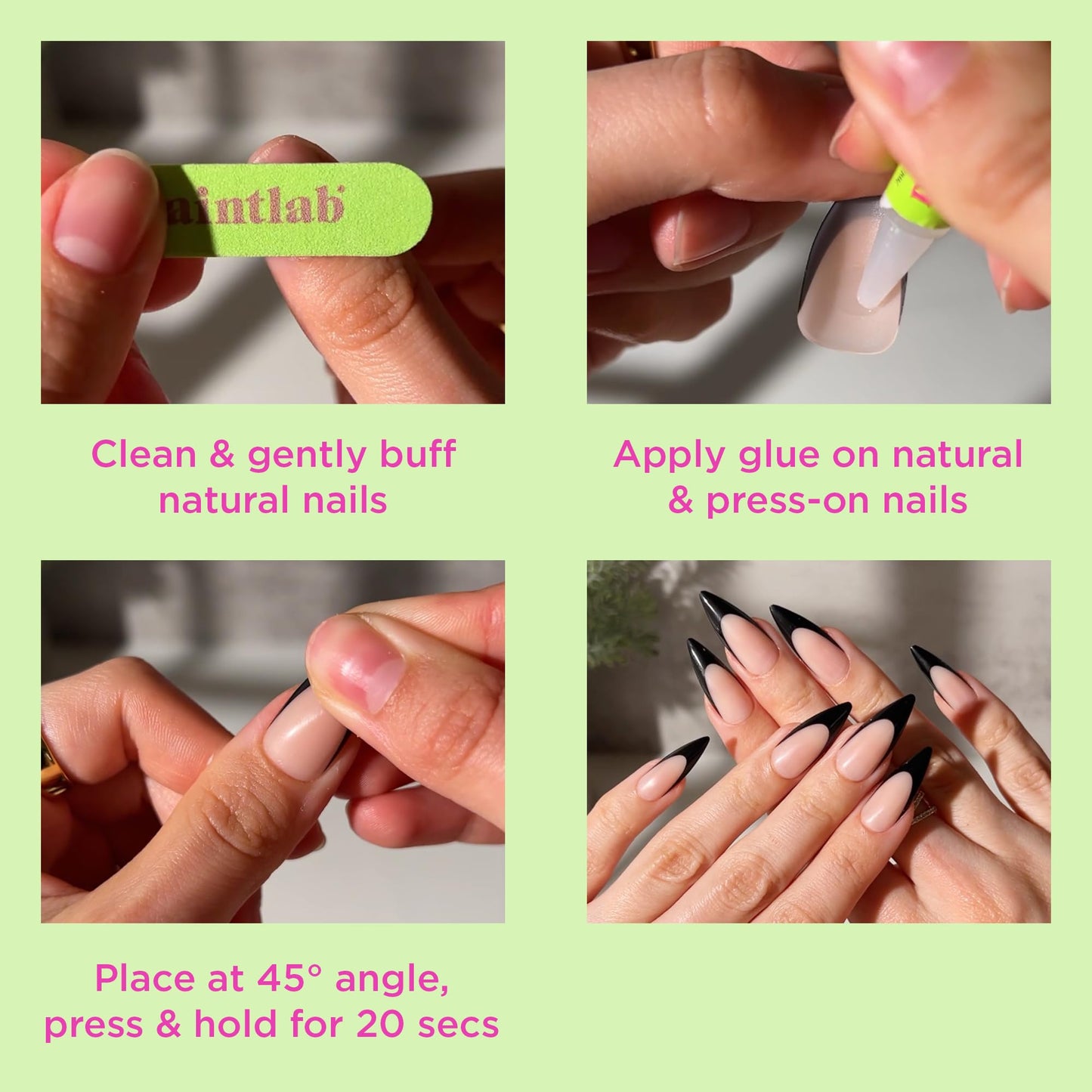 PaintLab Press On Nails - Gold Chrome Stiletto Fake Nails, 30 Nails in 15 Sizes with Glue, Reusable Salon Quality Chrome Press On Nails