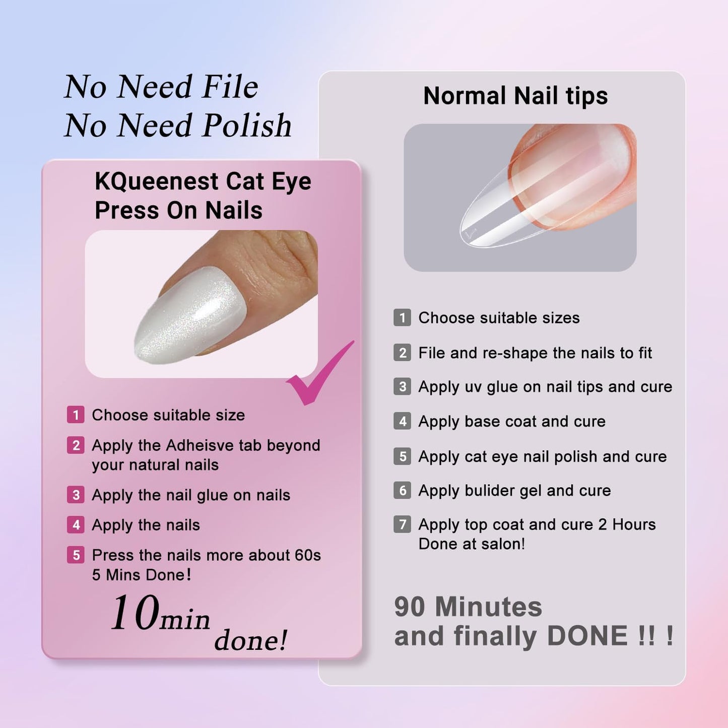 KQueenest Bright Hot Pink Cat Eye Press on Nail Almond, 30 Pcs 15 Sizes Shiny Sparkle Fake Nails Press on Medium Stiletto, Custom Thick Quality, Reusable Cute Glue on Nail for Women Summer Party