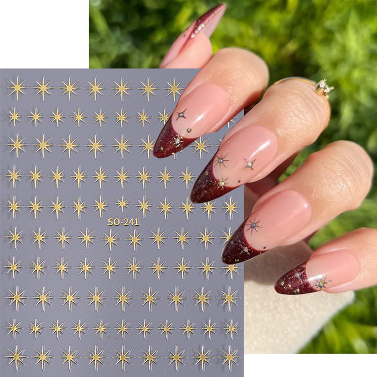 6 Sheets Star Nail Art Stickers Self-Adhesive 3D Star Nail Sticker Shiny Gold Silver White Black Stars Nail Art Design Decals Starlight Star Stickers for Women Girls Manicure Decoration Supplies
