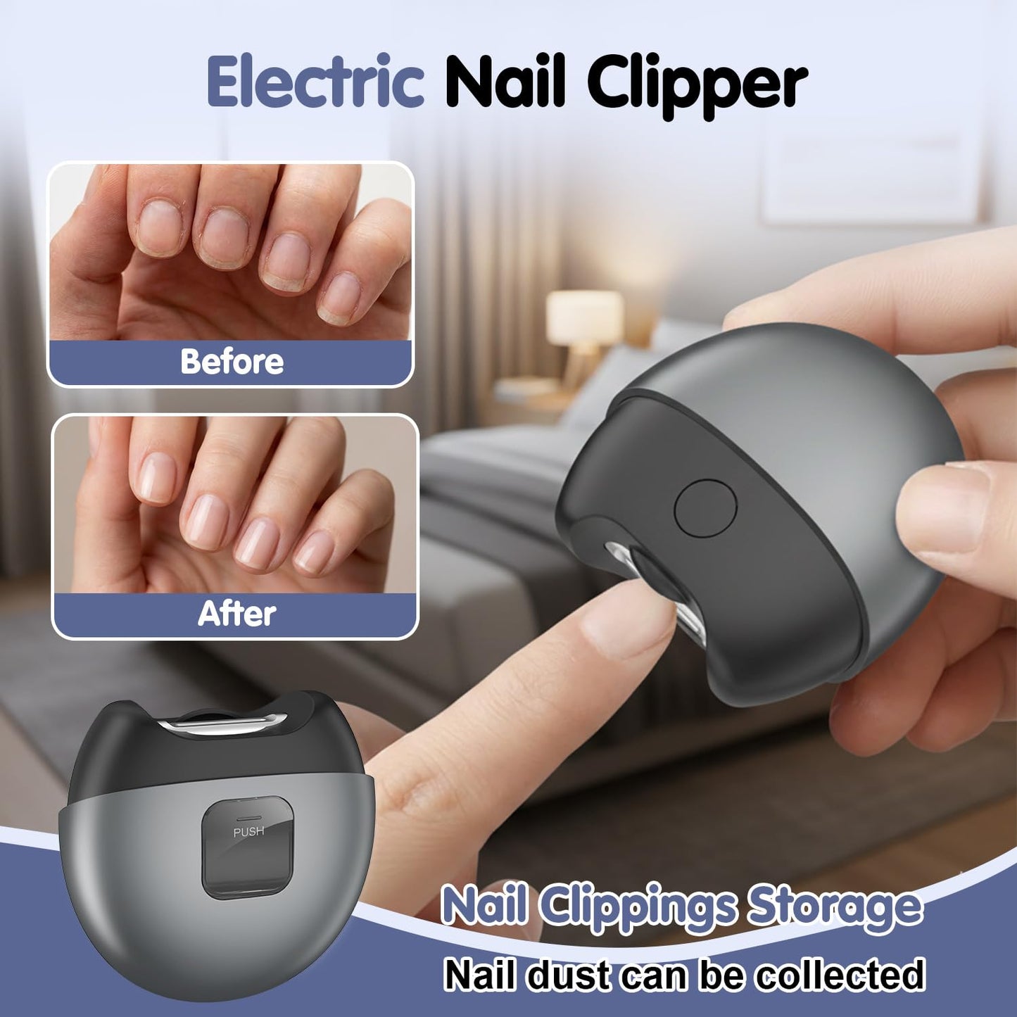 Electric Nail Clipper,3 in 1 Automatic Electric Nail Clipper,2026 Upgraded USB-Rechargeable Nail Clipper with LED Light and Nail Scraps Storage,Portable,Safe for Adults,Seniors,Kids and Babies(Pink)