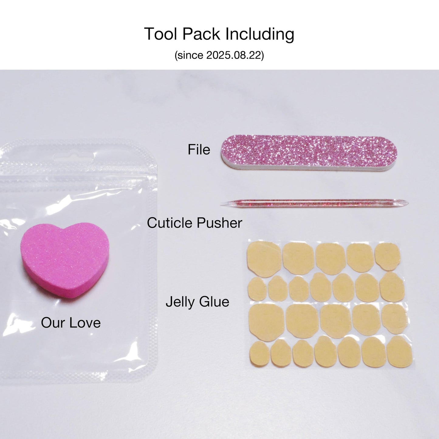 [GLORS] Medium Ballerina Press On Nails, Nude Pink with Rose Gold Foil and Pearl Accents, 10 Pieces (Small, MB)