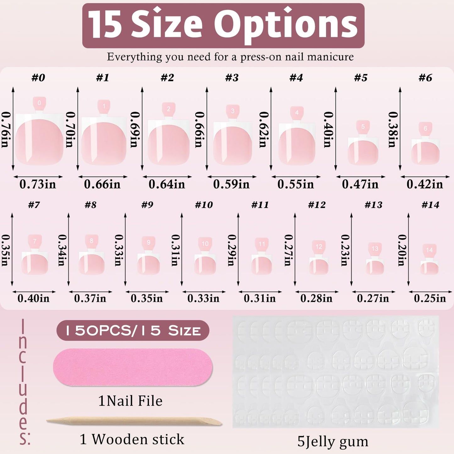 Bellelfin French Press On Toenails For Women with Nail Adhesive Tabs, 150 Pcs White French Tip Toe Nail Press Ons, Short Square Toenail Press On, 15 Sizes Full Cover Acrylic Fake Toe Nails