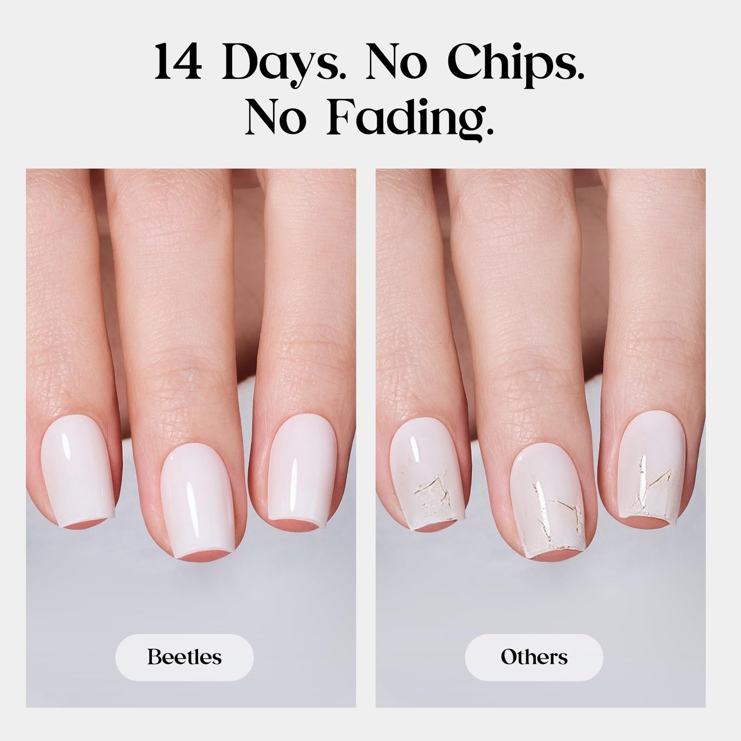 Beetles Natural Milky White Medium Almond Press On Nails - White Almond Press On Nails Soft Nail Gel with Nail Glue Adhesive Tabs Nail File Cleaning Wipe Cuticle Stick, 16 Sizes 32pcs
