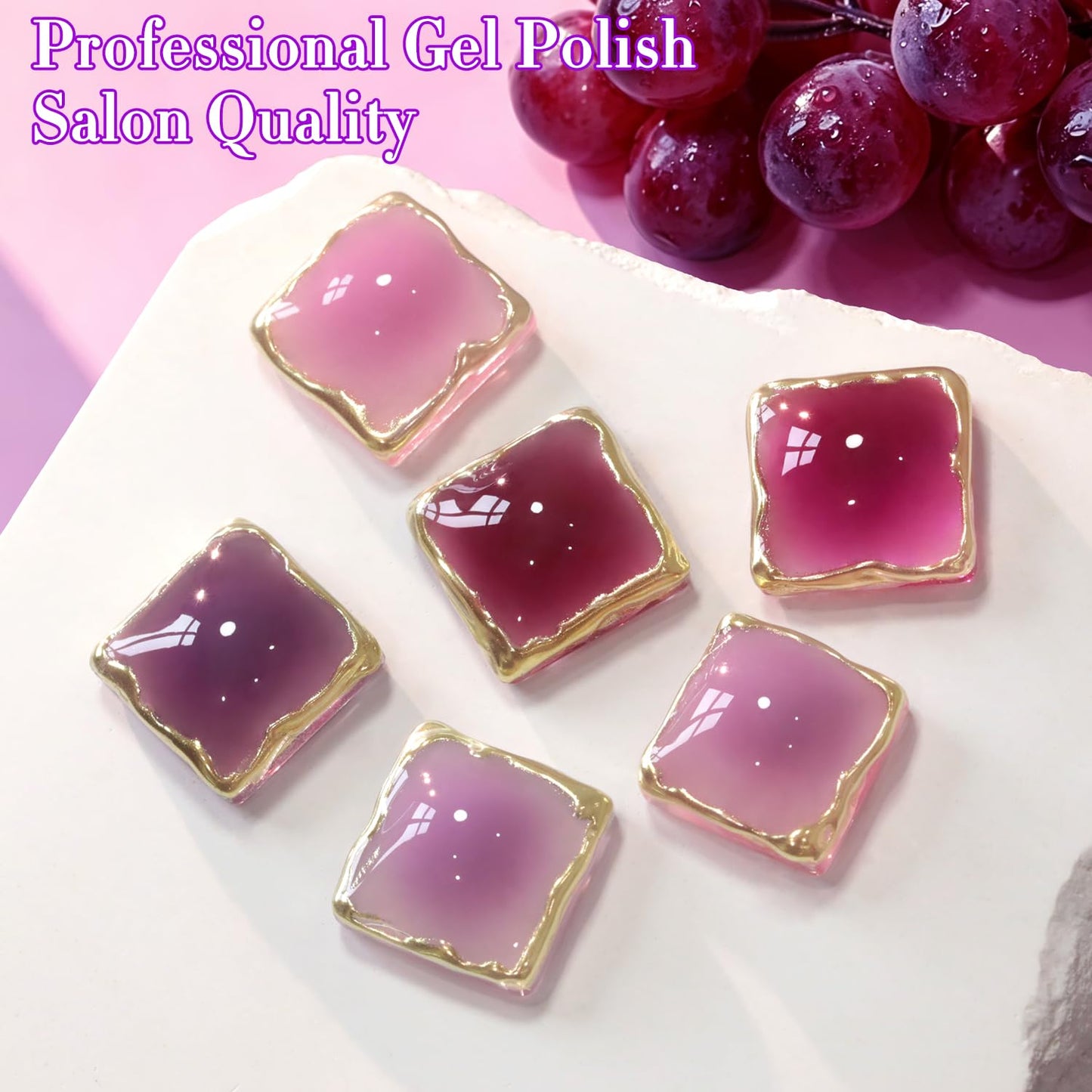 Double Rhythm 6 Pcs 15 ML Gel Polish Set Same Color Same Bottle Soak Off Gel Polish Kit Nail Art Manicure Salon DIY at Home for Women (Jelly Plum Purple Lavender- T6-98)