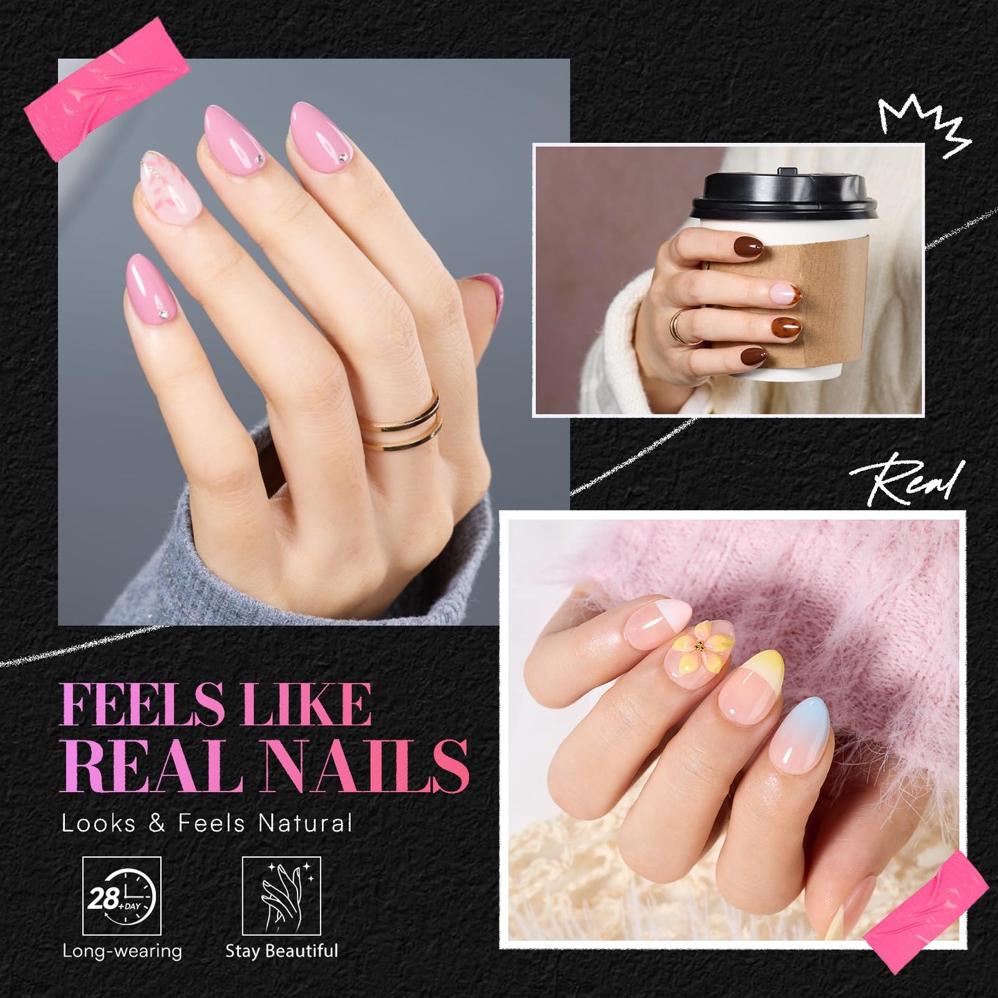 Makartt Extra Short Almond Nail Tips: 240PCS, 15 Sizes, Half Matte, Clear Fake Nails - Full Cover Soft Acrylic Press On Nail Extensions Supplies Salon and Home DIY for Flat & Natural Nail Beds