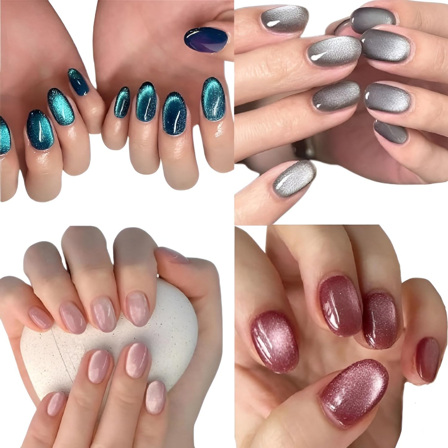 4 Packs（96Pcs）Oval Press on Nails Short Fake Nails Glitter False Nails Acrylic Nails Oval Nails Press ons Glossy Glue on Nails Full Cover Stick on Nails for Women Girls