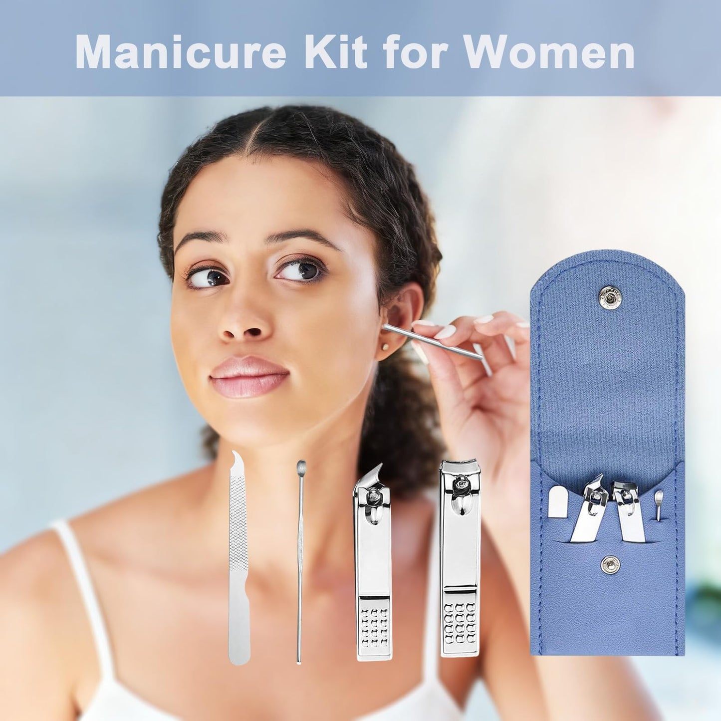 16 Sets Travel Manicure Set Professional Nail Clipper Kit Bulk,4 in 1 Adult Stainless Steel Travel Manicure Kit with Case Individually Wrapped Nail Clippers Bulk for Homeless,Hotel,Charity(4 Colors)