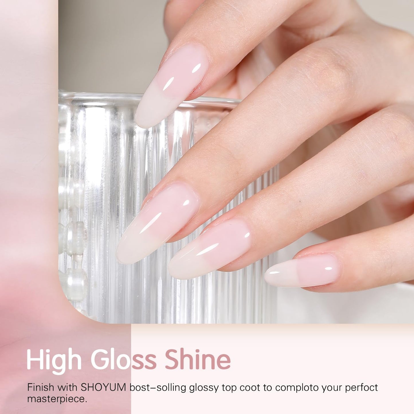 SHOYUM Icy Jelly Nude Pink Gel Nail Polish Set of 6 Transparent Milky White Colors Sheer Gel Polish x Kit for Salon Manicure and Nail Art DIY at Home
