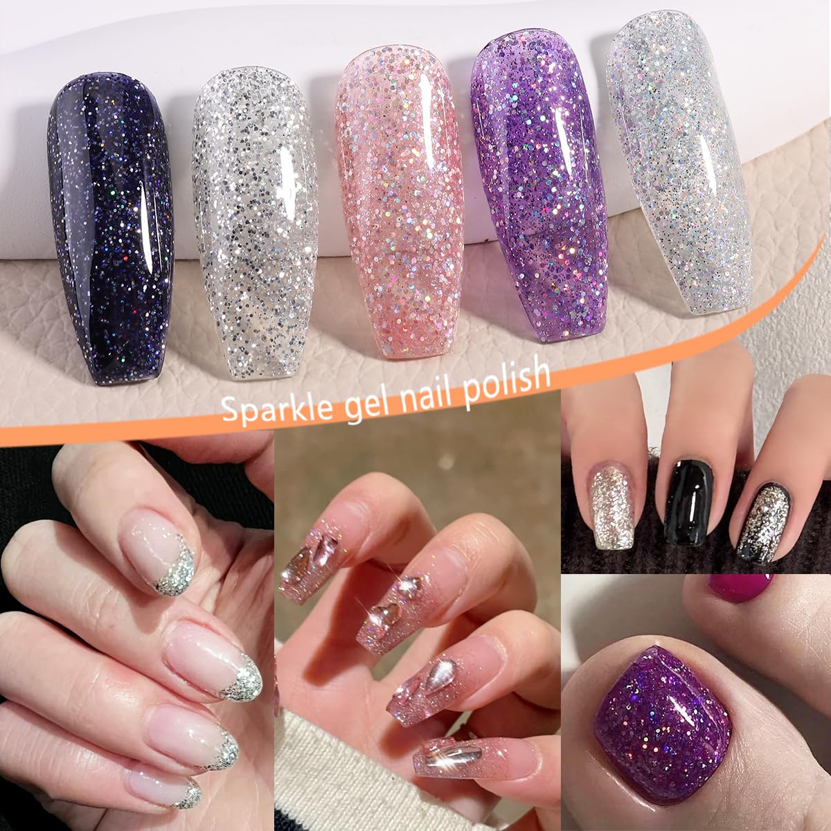 Fcozpjk Gel Nail Polish Set With UV Light, 20 Pcs Nude Pink Blue Black White Gel Nail Polish Kit With Base Gels Top Coat and Nails Art Stickers Soak Off Sparkle Glitter Polishes Home Manicure
