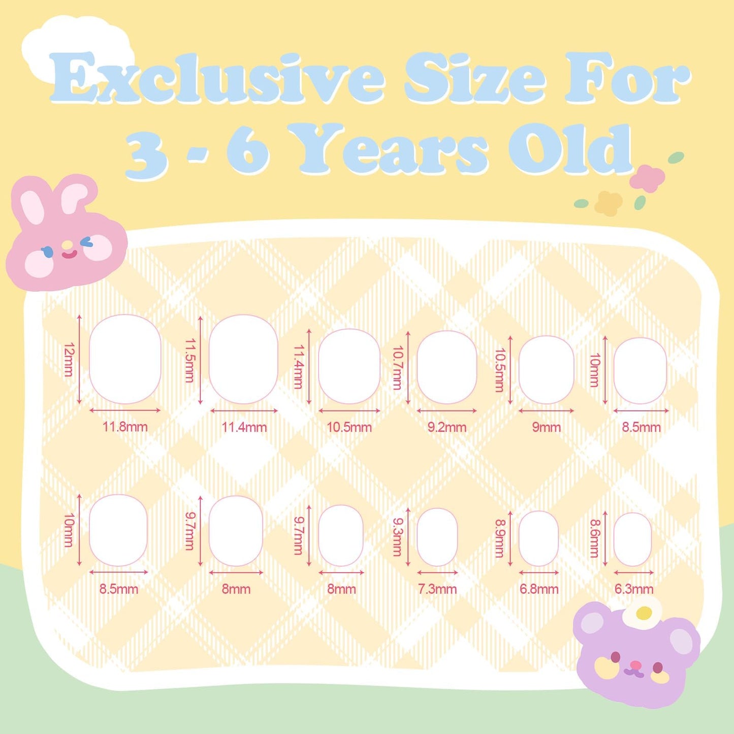Press on Nails for Kids 3-6,With Cute DIY Stickers,4 Pack 48Pcs Little Girls Sparkling Princess Nails,Cute Pattern Flower Series
