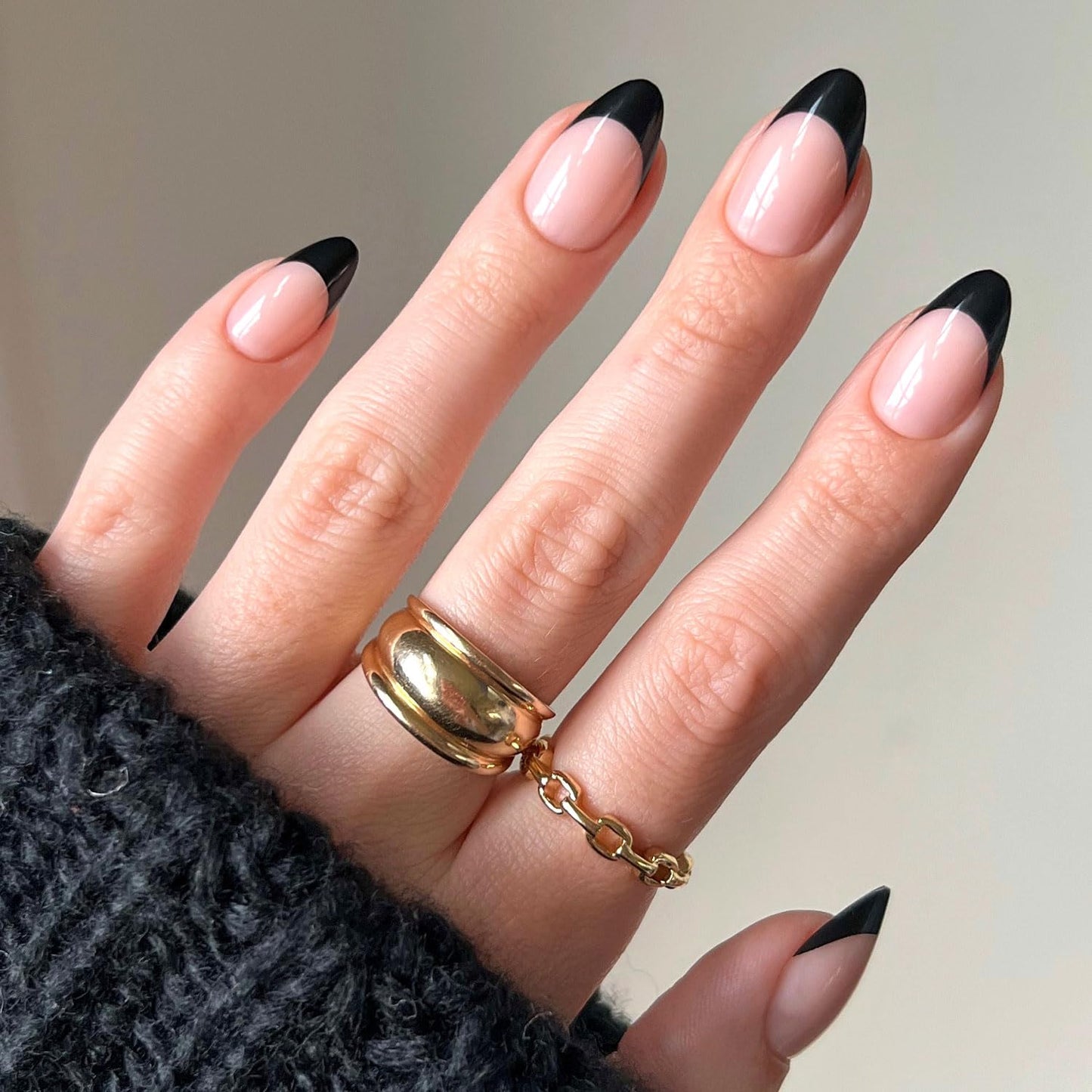 Glamnetic Press-On Nails Bundle - Sprinkles, Wild Card & Caviar | Glossy Rainbow French Tip Fake Nails | Semi-Transparent Trendy Pastel Nails | Short Almond Black French Tips