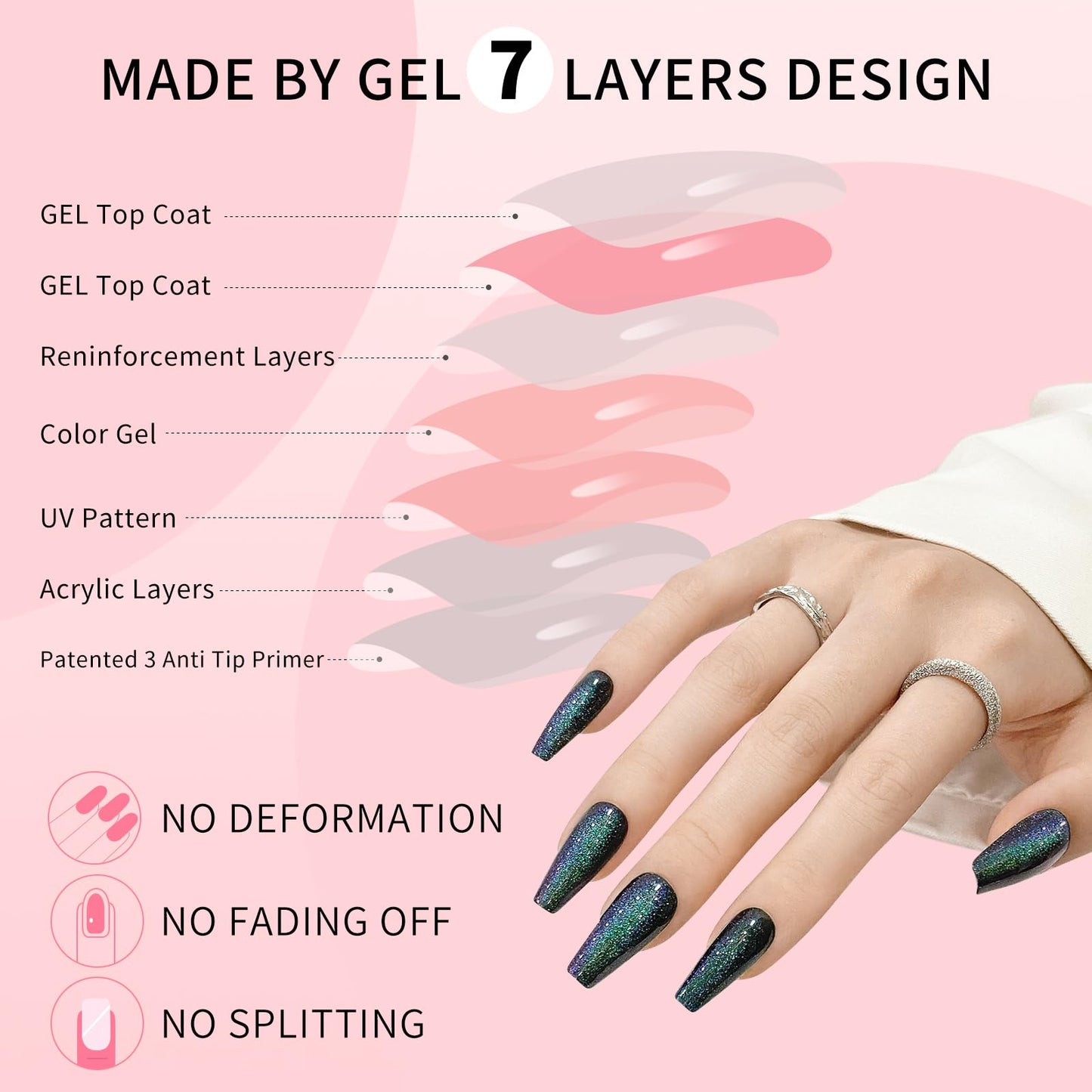 Cat Eyes Press On Nails,12 Sizes - 24 Pcs Soft Gel Dark Green Medium Coffin Fake Nails Kit with Nail Glue, Natural Reusable Stick On False Nails for Women and Girls (Skycloud Dark Green Nails) SK0821