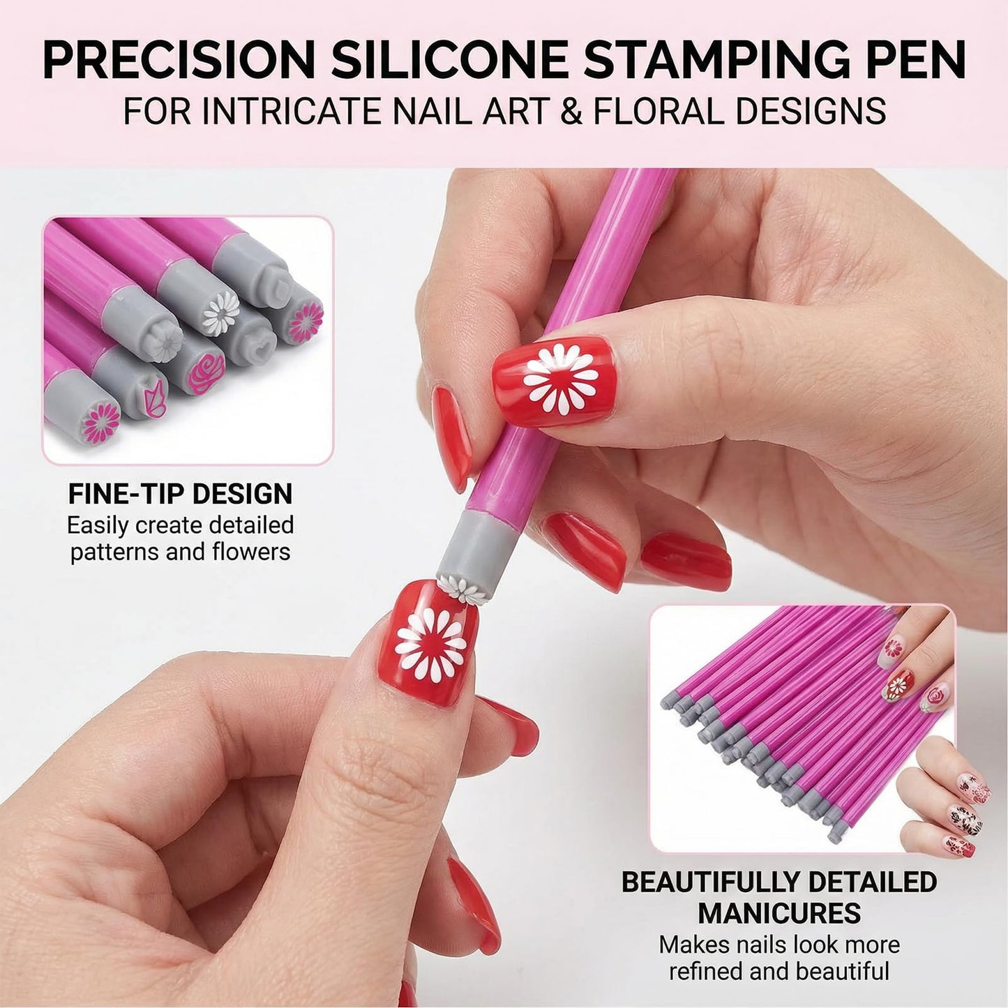 Denash 30 Pcs Nail Stamp Pens, Nail Art Pens with Diverse Patterns, Different Patterns Nails Transfer Pen for DIY Nail Art Home Salon Party Wedding Use