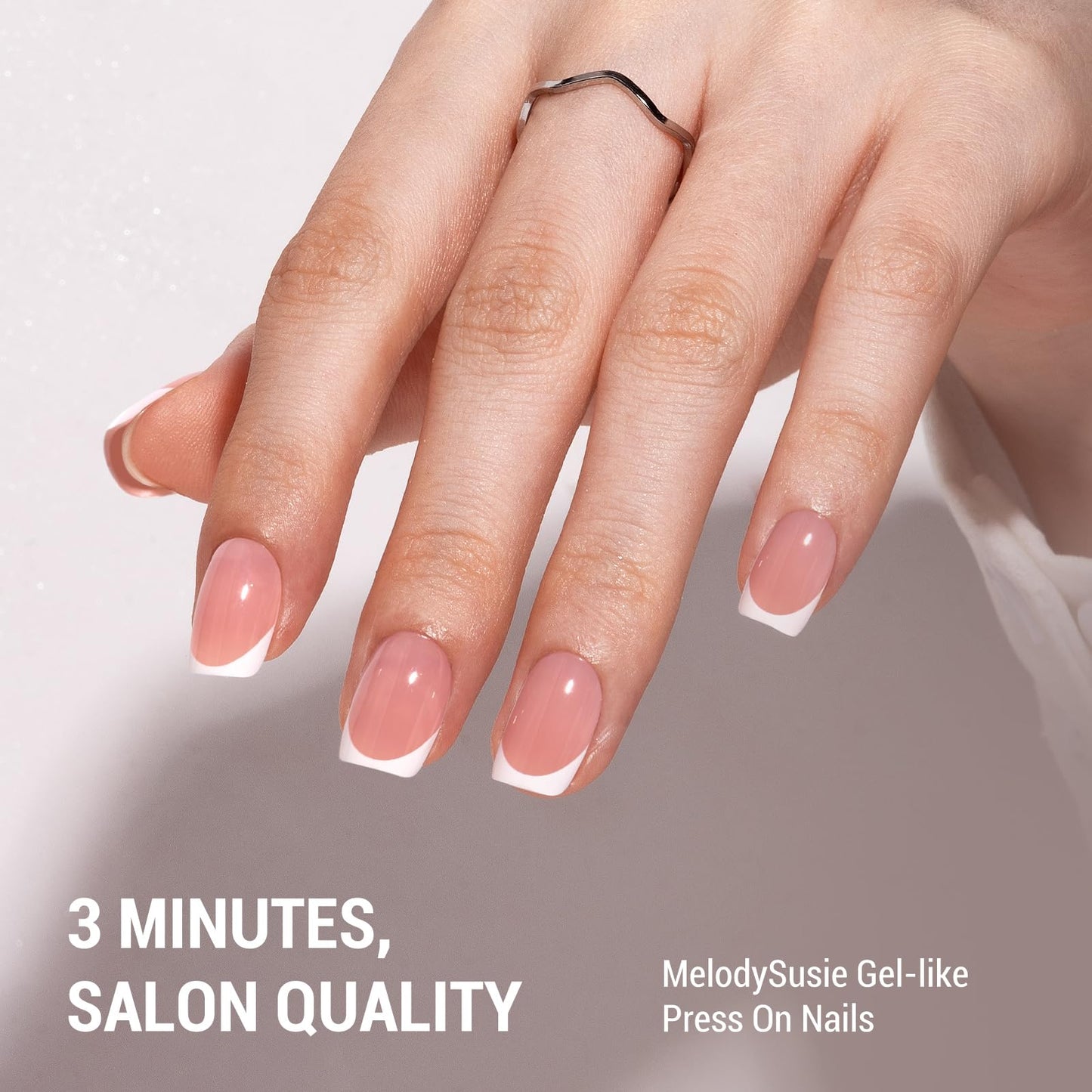 MelodySusie Nail Stamper Kit, 2 Sets Silicone French Tip Upgrade Stamp Tool MelodySusie Press-On Nails Short Square White French Tips