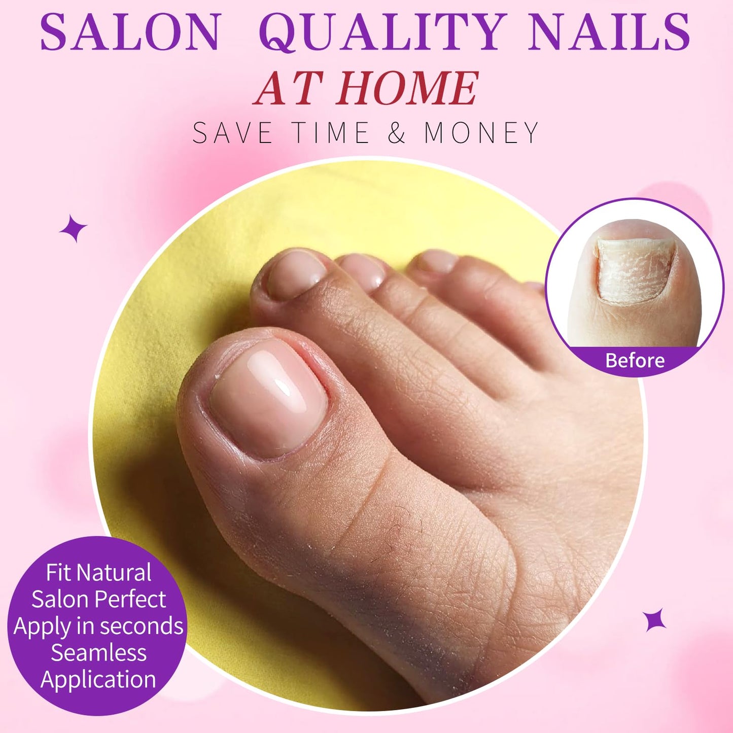 LoveOurHome 120pc Nude Press on Toenails Women Fake Toe Nails with Tabs, Nude Tan Fake Toenails Press on Toe Nails Glue on Toenail Acrylic Toe Nail Tips Artificial False Toenail for Women