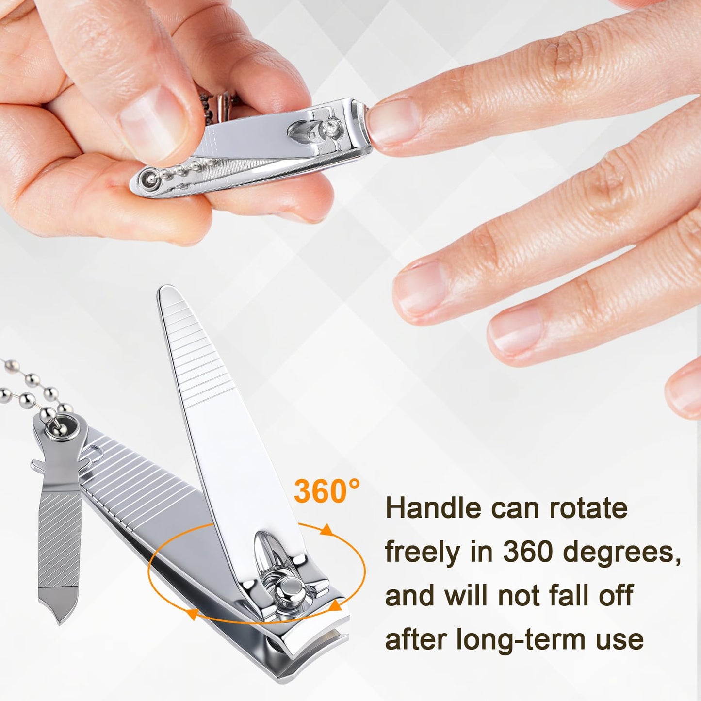 Bememo 24 Pcs Stainless Nail Clippers Set 2 Sizes Fingernail and Toenail Clippers with Chain Nail Cutter Tool Set Portable Travel Manicure Kit for Men Women Homeless Care Package Supplies(Silver)