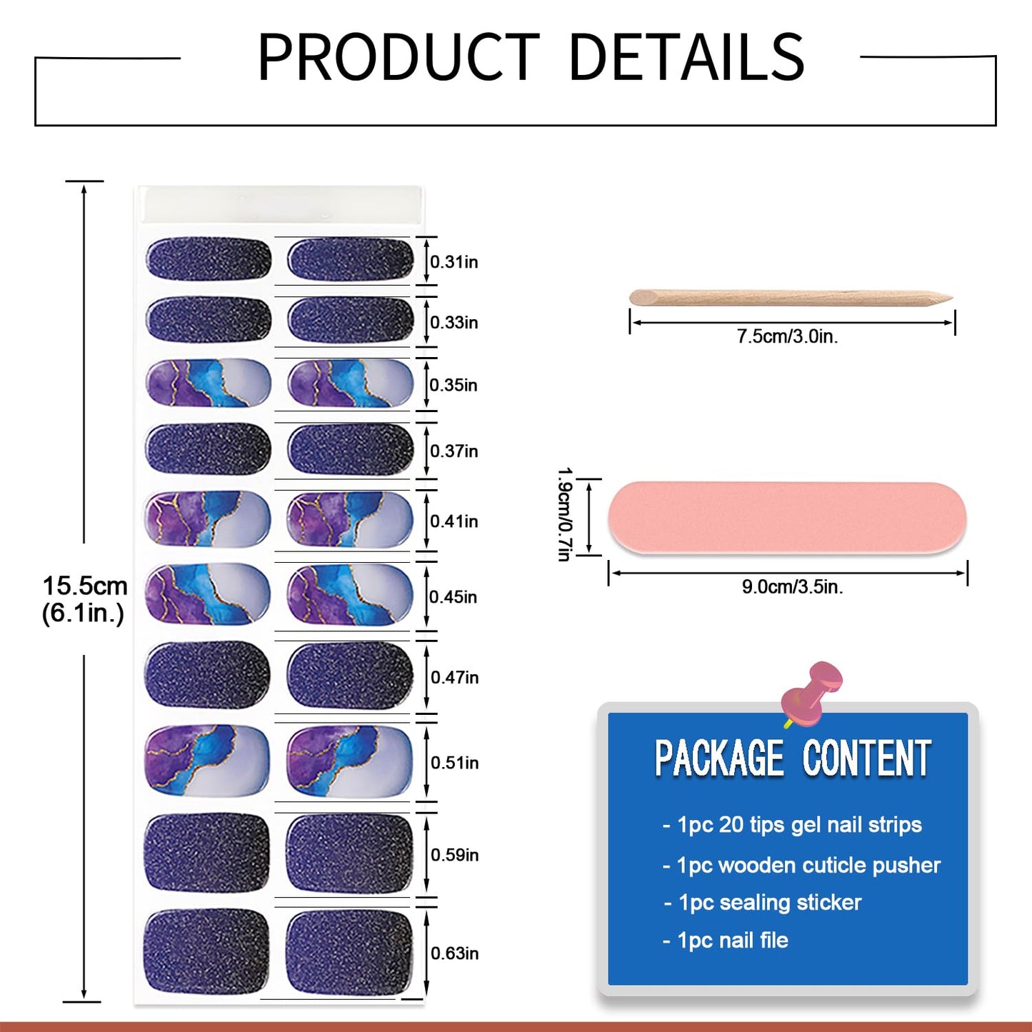 WOKOTO 2 Pack Semi Cured Gel Nail Strips, Galaxy Nebula & Chrome Burgundy 40 Pcs (10 Size) Full Nail Wraps With Nail File & Wooden Stick, UV Gel Nail Polish Stickers For Women Girls, Salon Quality