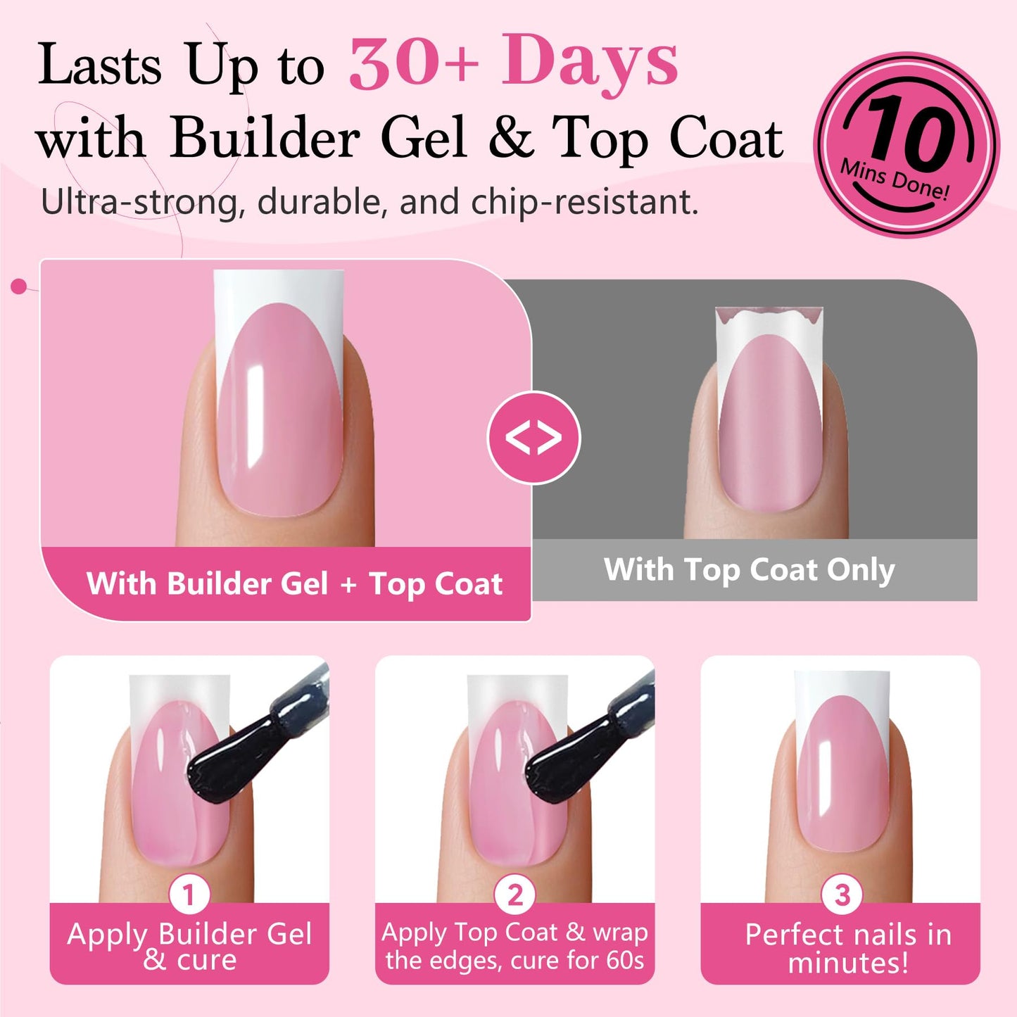 Qiek French Tips Press On Nails - 150Pcs Deep Pink Short Square Soft Gel Nail Tips Pre-Designed, 15 Sizes Fake Nails for Nail Art DIY, False Nails Salon Quality Manicure at Home Gifts For Women