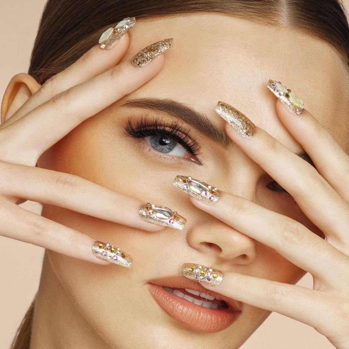 24Pcs Summer Press on Nails Short Square Fake Nails QUNQINLI False Nails with Cherry Starfish Flower Striped Designs Acrylic Nails Press ons Full Cover Glossy Glue on Nails Stick on Nail for Women