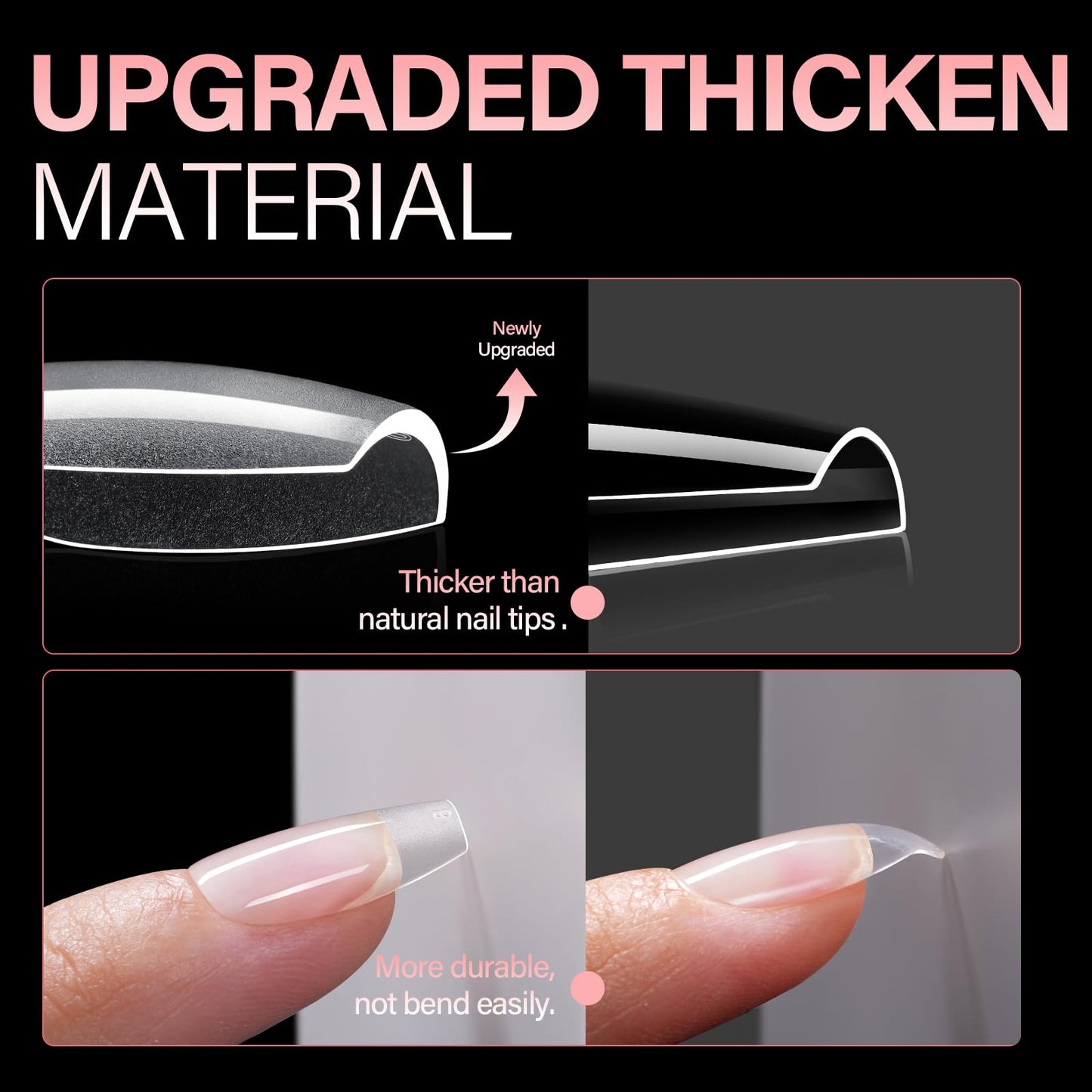 AILLSA Medium Coffin Nail Tips - Pre-shaped False Nail Tips Full Cover Matte Thickened Nails Tips, Fake Nails 240pcs 15 Sizes for DIY