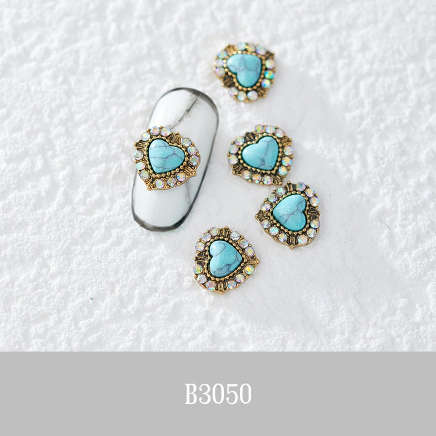 50PCS Western Nails Turquoise Nail Charms 3D Nail Art Supplies Nail Accessories Nail Decoration Retro Nail Charms for Manicure Craft