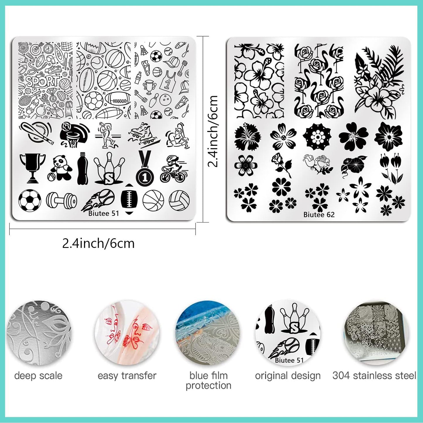 Biutee Nail Stamping Plates Set 15PCS Nail Art Stamper Scraper Nail Art Stamping Kit with Storage Bag Gift Box Nail Stamp Template Kit Lace Flower Butterfly Star Holiday Design