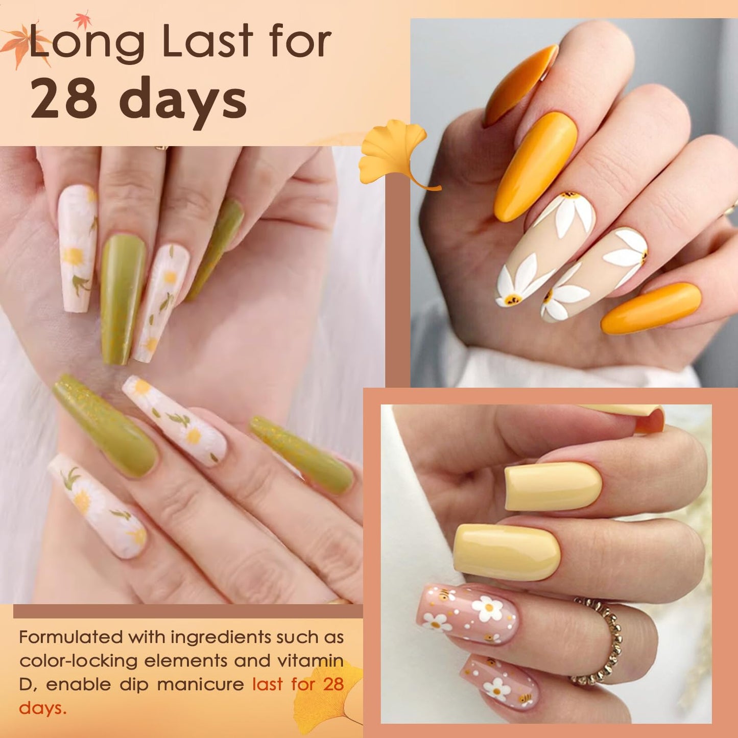 Lavender Violets 22pcs Halloween Dip Powder Nail Kit 16 Colors Red Brown Gold Green with Dip Powder Liquid Perfect Gift for Women Nail Art DIY M967