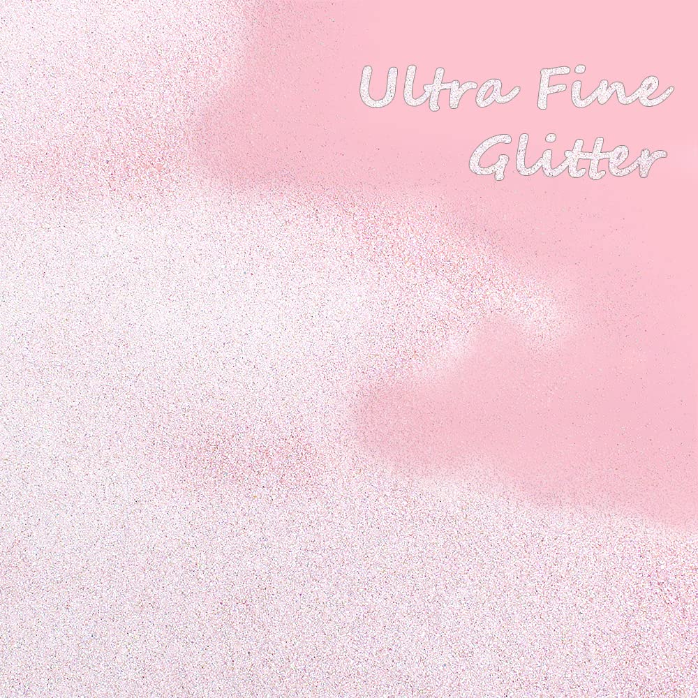 150g Extra Fine Iridescent Glitter, Craft Glitter Powder, Rainbow Polyester Glitter for Resin, Cosmetic Glitter for Body Face Eye Makeup, Nail Arts, Glitters for Tumblers Painting Arts (Snow White)