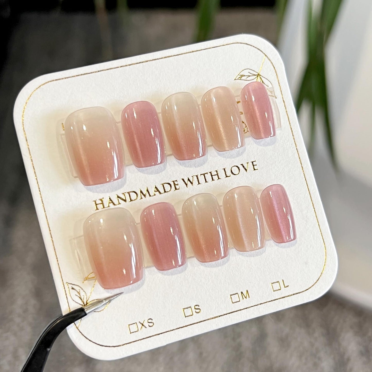 ORZOLATENT Nude Pink Glossy Press On Nails Short Square - 10PCS Fake Nails with Nail Kit, Reusable Stick On Nails with Glue Tabs for Women Girls, Natural Look Artificial Nails for Daily Wear