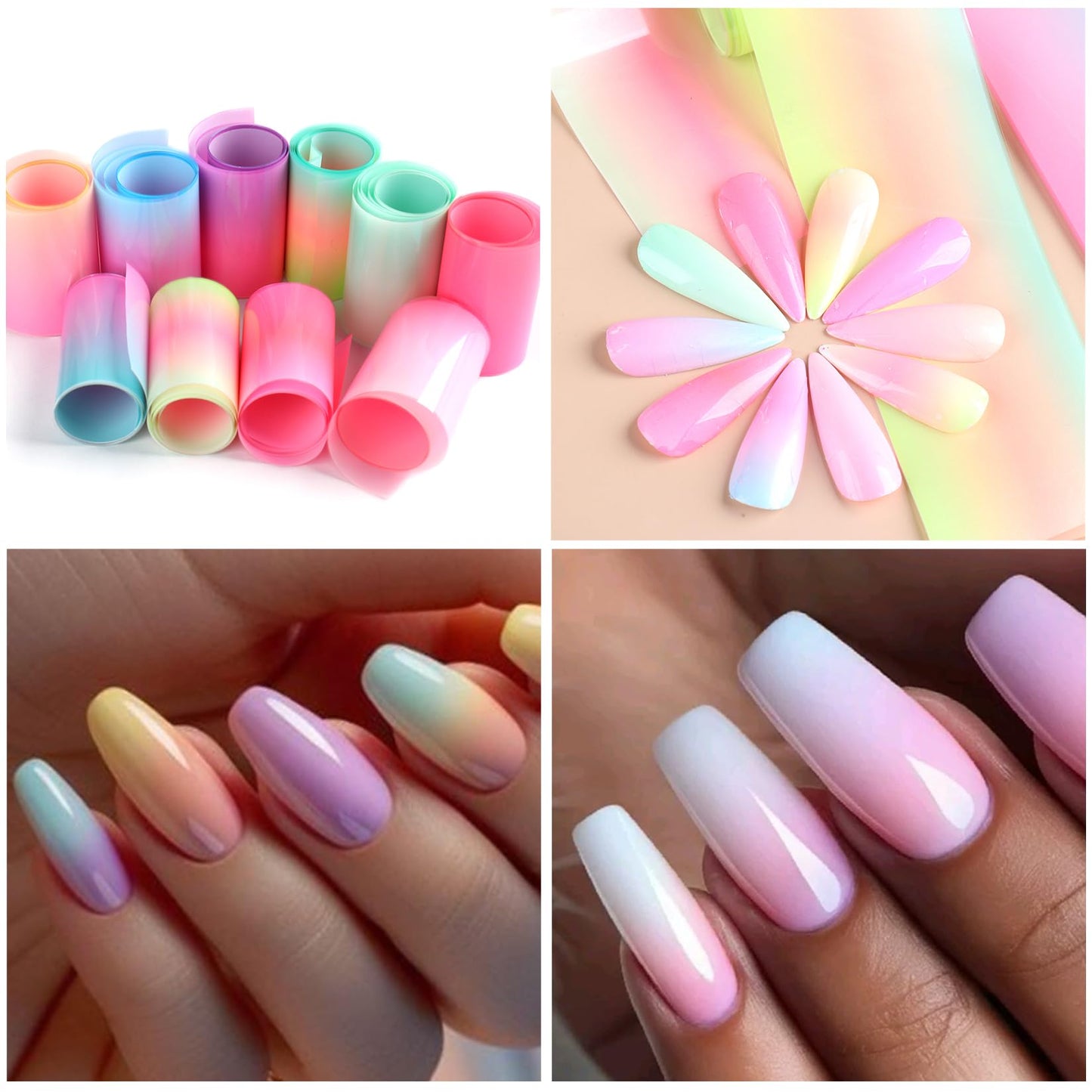 Nail Foils Transfer Nail Art 50PCS Holographic Starry Sky Stickers Marble Decals Nail Supplies Colorful Gradient Pink Blue Nail Art Foil Transfer Sheets Paper for Women DIY Designs Manicure Accessory
