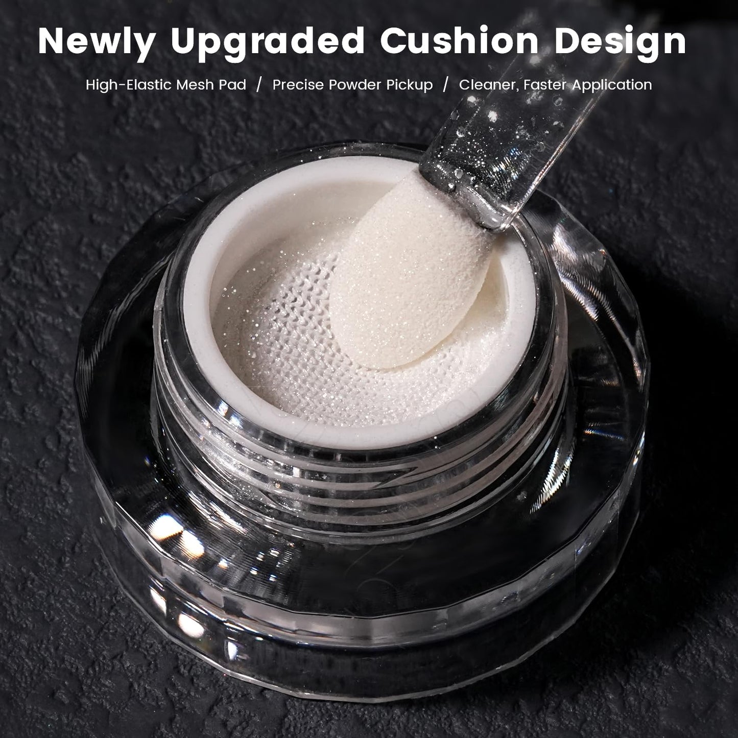 Yokefellow GleamTap Cushion Magic White Chrome Nail Powder,Glazed Donut,Pearlescent Nail Chrome Powder,Nail Art Decoration for Home DIY Salon Manicure (GT211 Magic White