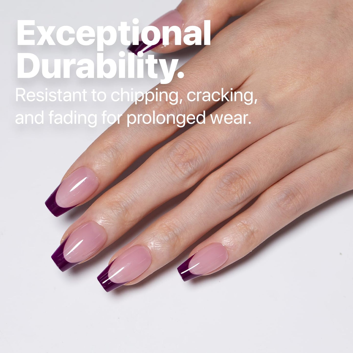 SXC Cosmetics French Tip Press On Nails – Purple Series, Short Coffin, X-Pro Tips Starter Kit | 160PCS, 16 Sizes, 5 Styles, Beginner-Friendly