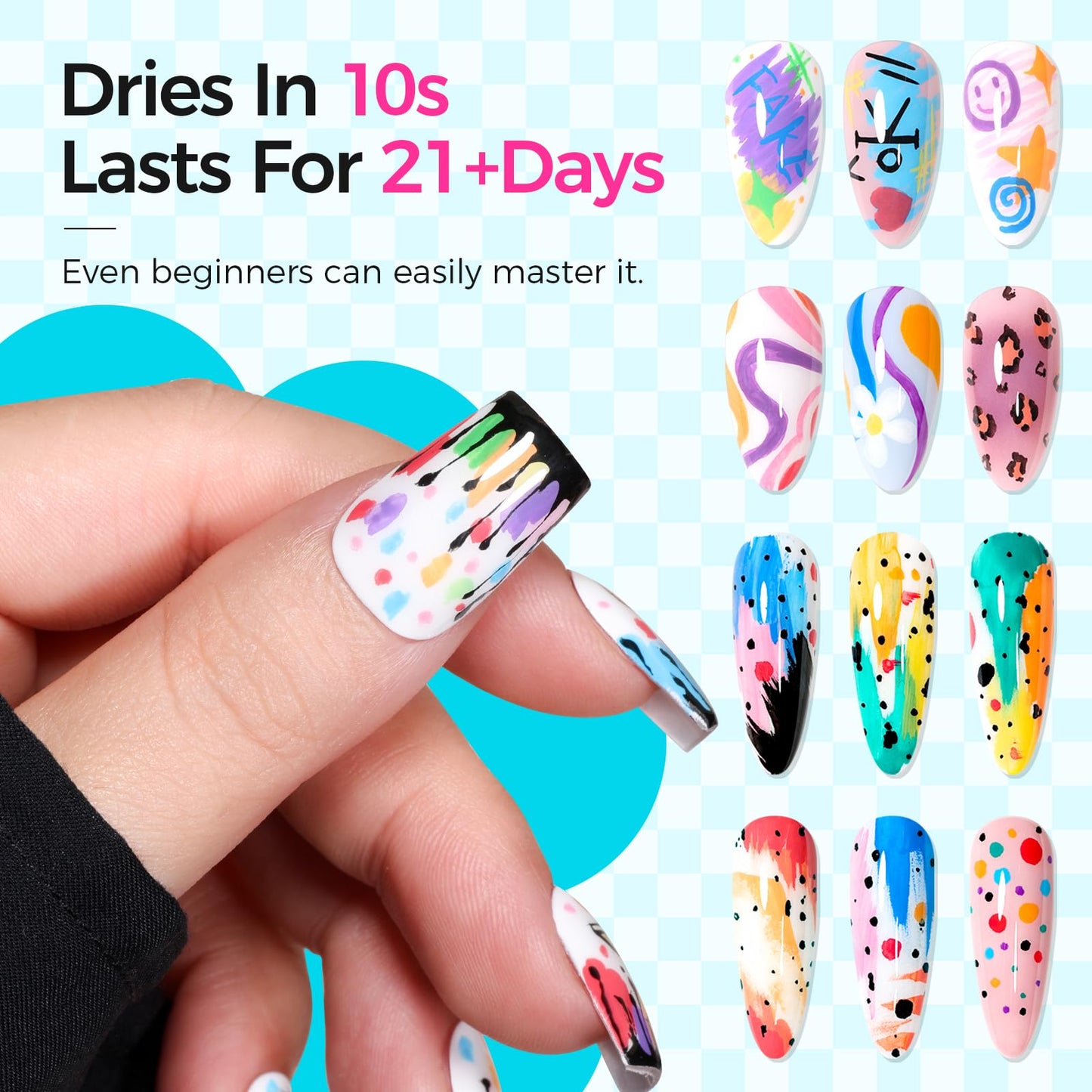6 Colors Nail Art Pens Set, Spring Neon 3D Nail Polish Pens 0.7mm, Quick-Drying Acrylic Paint Markers, Dotting Liner Brush for DIY Nail Design, Home & Salon Manicure Tools Beginners Gifts