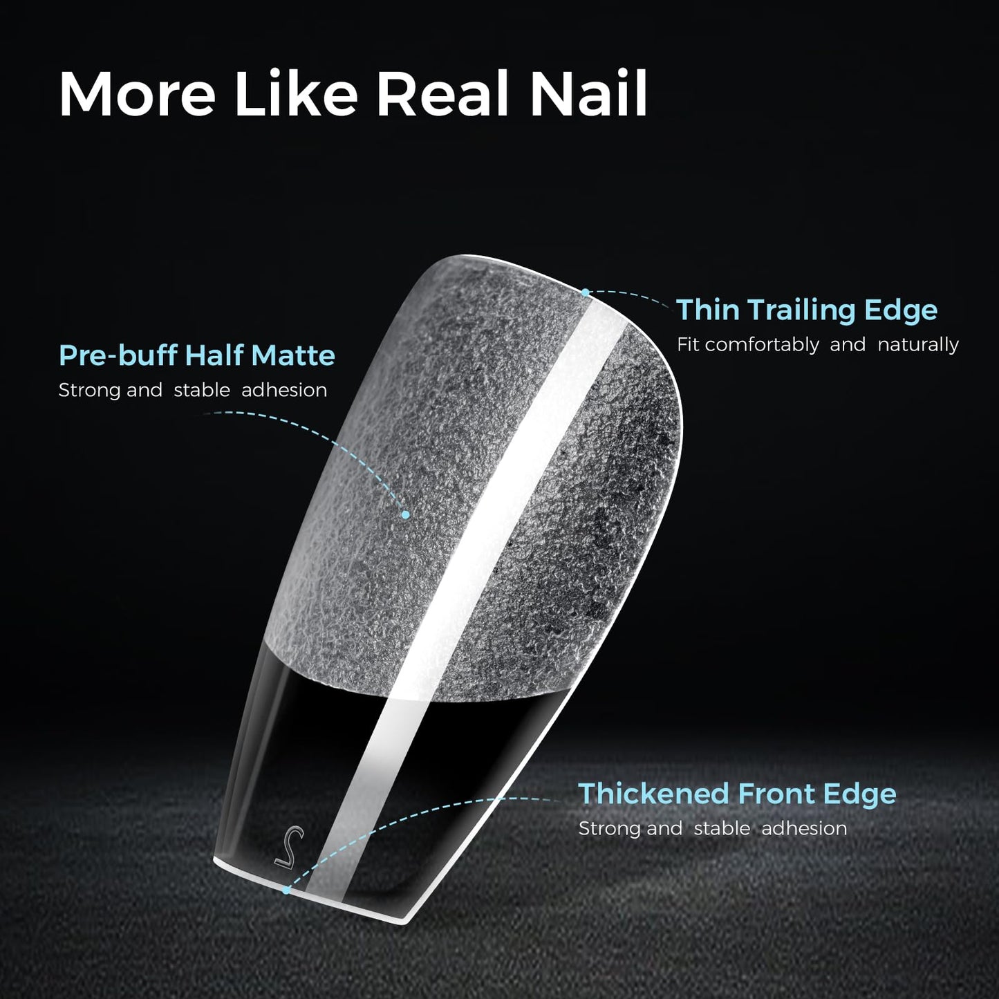 TOMICCA Short Coffin Nails Tips, 240PCS 15 Sizes Pre-Shaped Ultra Half Matte Clear Full Cover Acrylic Nails for DIY Salon, Gel Nail Extension Tips for Beginners & Nail Techs