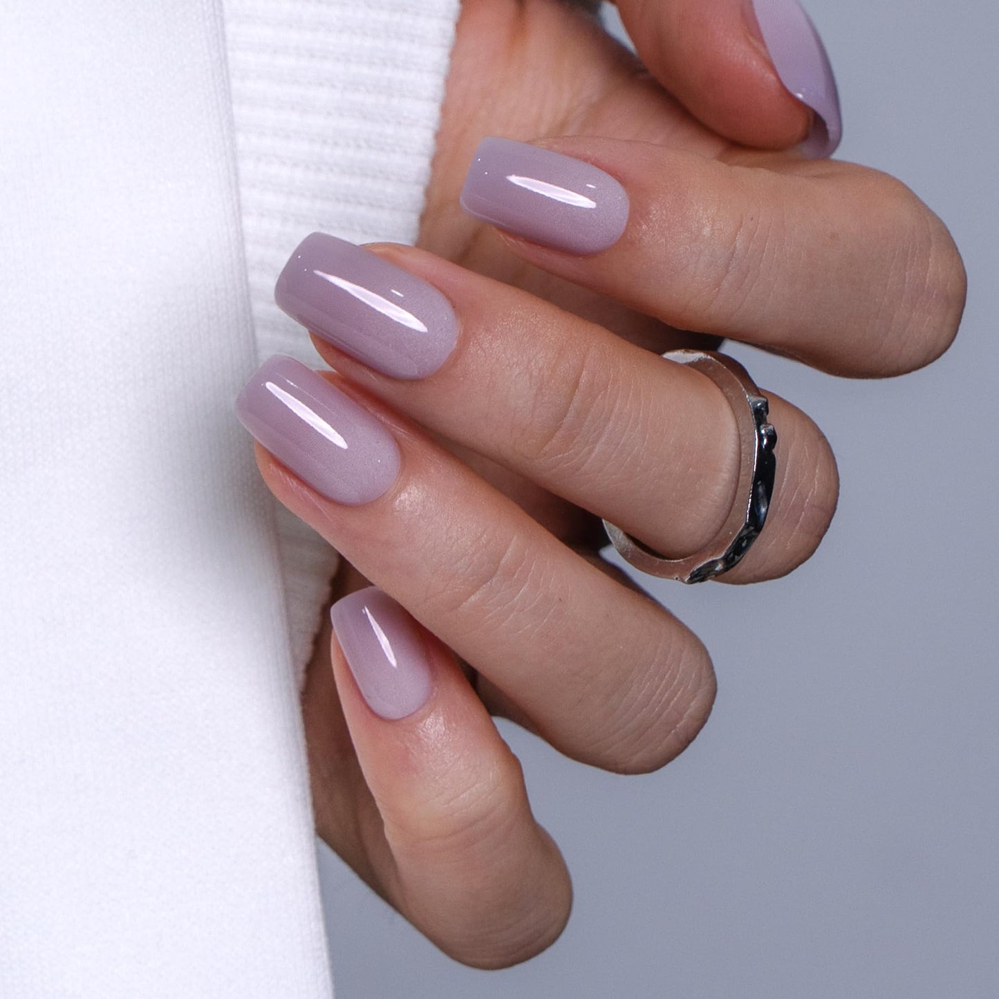 CurvLife Soft Gel Square Press-On Nails Medium, Reusable Fake Nails with Glue & Adhesive Tabs, 30PCS Salon-Quality Stick-On Nails for At-Home Manicure (Misty Blush)