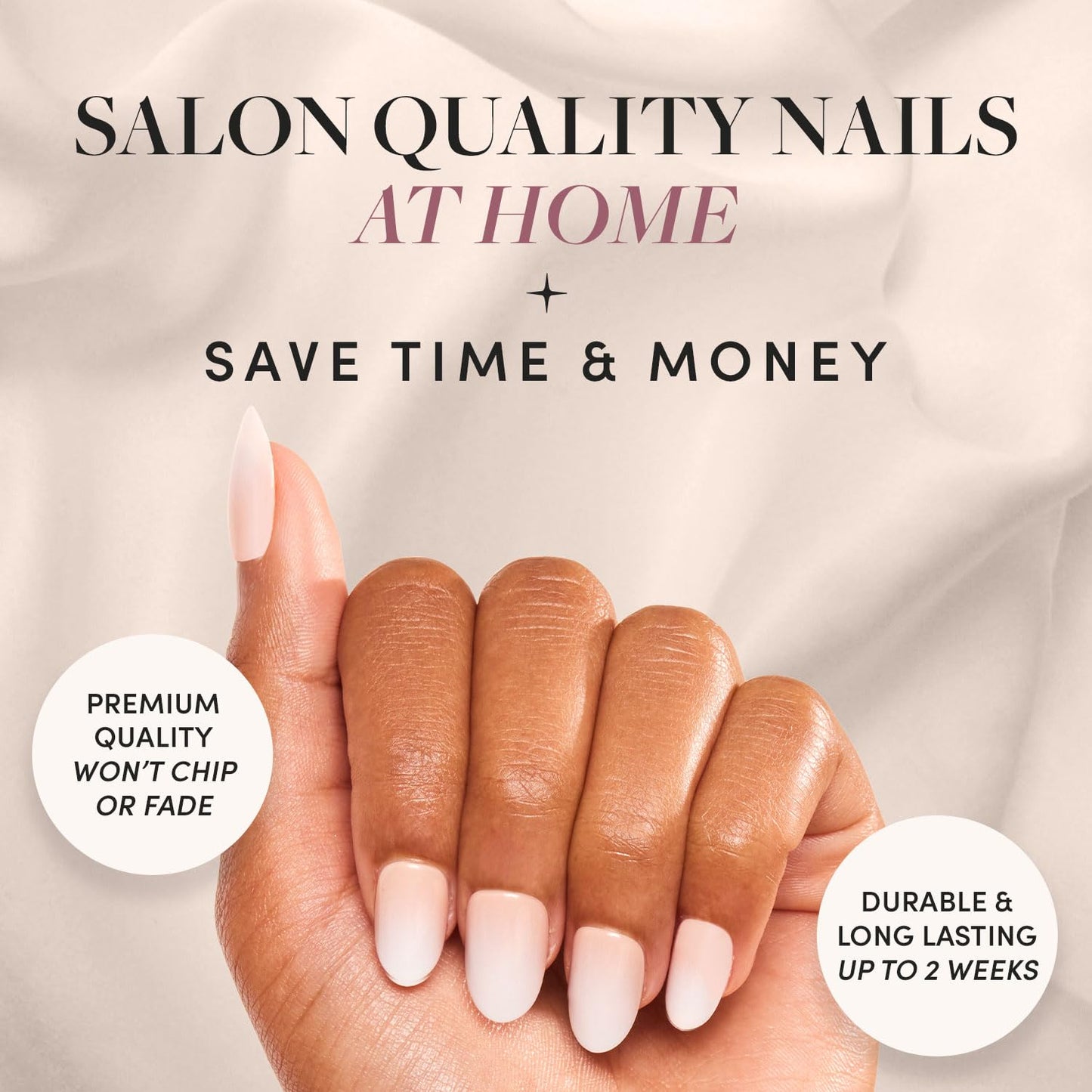 Glamnetic Press On Nails & Toenails - Creamer | Neutral Nude and White Ombre Fake Nails with a Glossy Finish | 15 Sizes - 30 Nail Kit with Glue & 16 Sizes - 32 Toe Nail Kit with Glue
